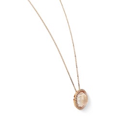 Giovanni Ferraris Perlage Diamond White Sapphire Pendant Necklace 18K Rose Gold