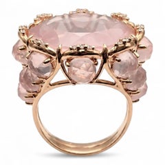 Giovanni Ferraris Pink Quartz 21.7ct & Diamond Cocktail Ring 18K Rose Gold