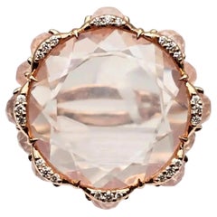 Giovanni Ferraris Pink Quartz 21.7ct & Diamond Cocktail Ring 18K Rose Gold