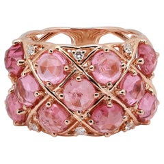 Giovanni Ferraris Pink Tourmaline 6.06ctw & Diamond Cocktail Ring 18K Rose Gold
