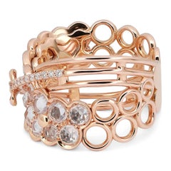 Giovanni Ferraris White Sapphire 2.32ct & Diamond Cocktail Ring 18K Rose Gold