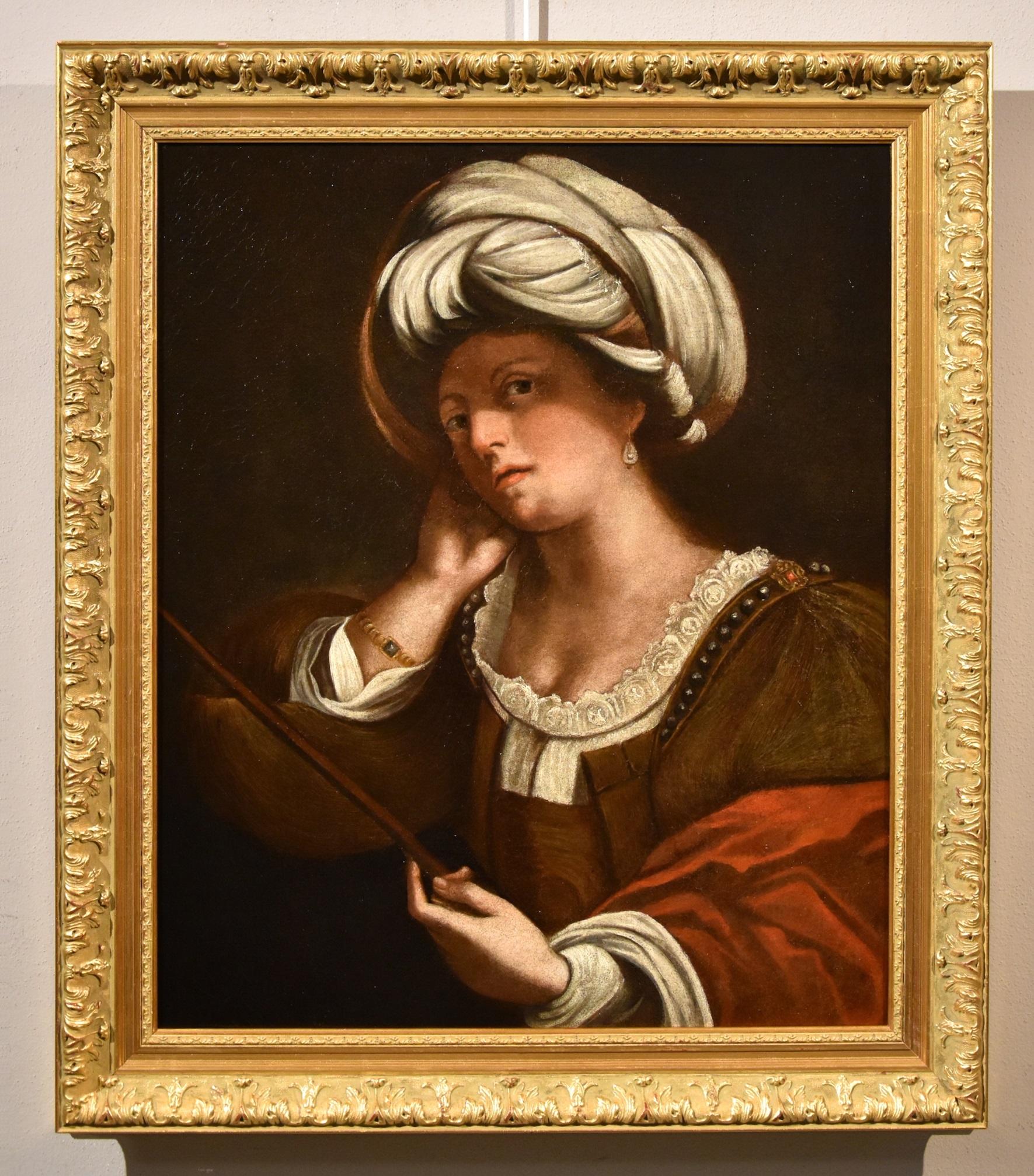 La Hechicera Circe Pintura Óleo sobre lienzo Siglo XVII Viejo maestro italiano Guercino - Painting de Giovanni Francesco Barbieri, il Guercino (Cento 1591-1666 Bologna)