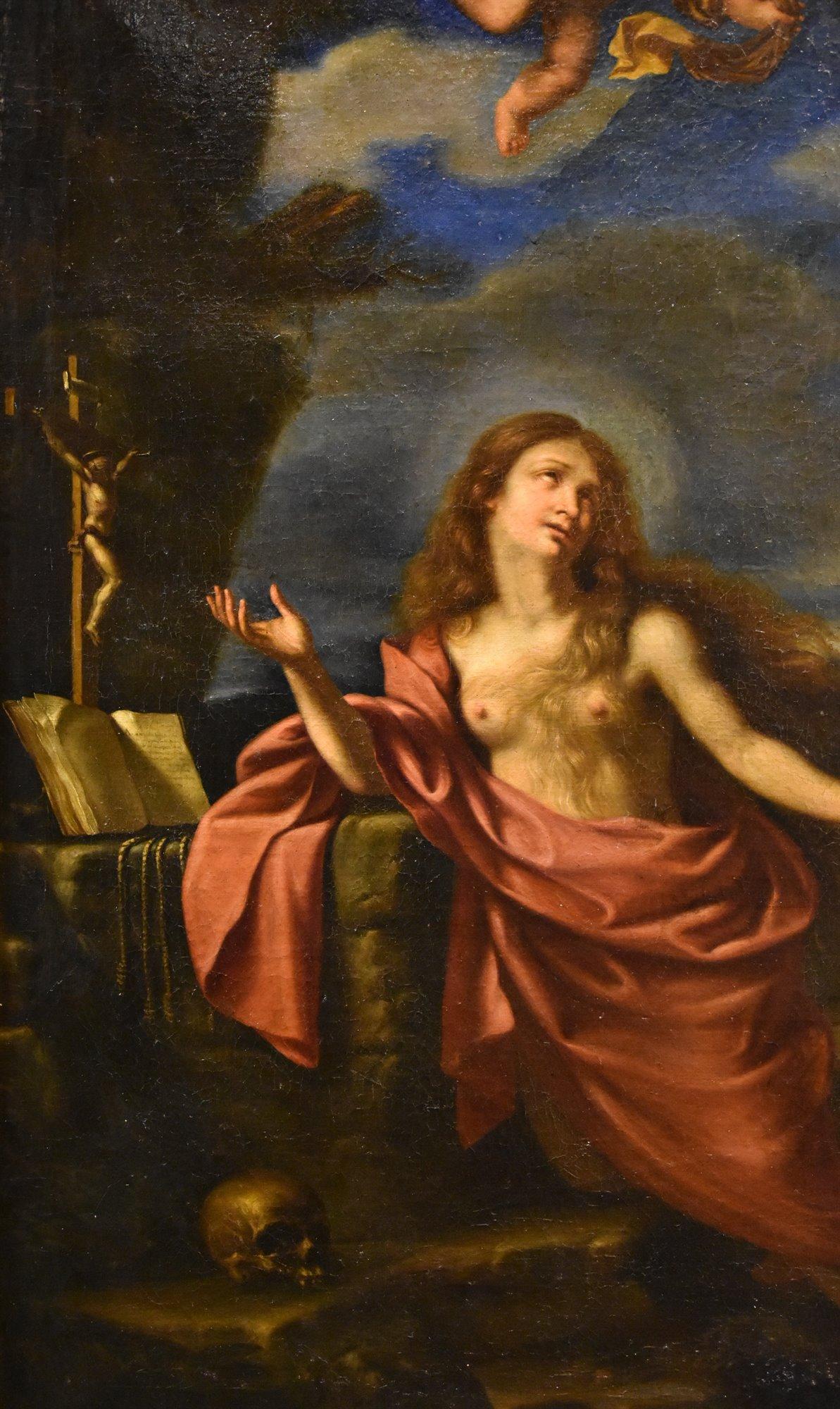 Mary Magdalene in the Desert  

Giovanni Francesco Barbieri, Il Guercino (Cento, 1591 - Bologna, 1666) Workshop of  

Oil on canvas  122 x 78 cm In frame 136 x 92 cm  

The painting presents us with a superb image of the penitent Magdalene,