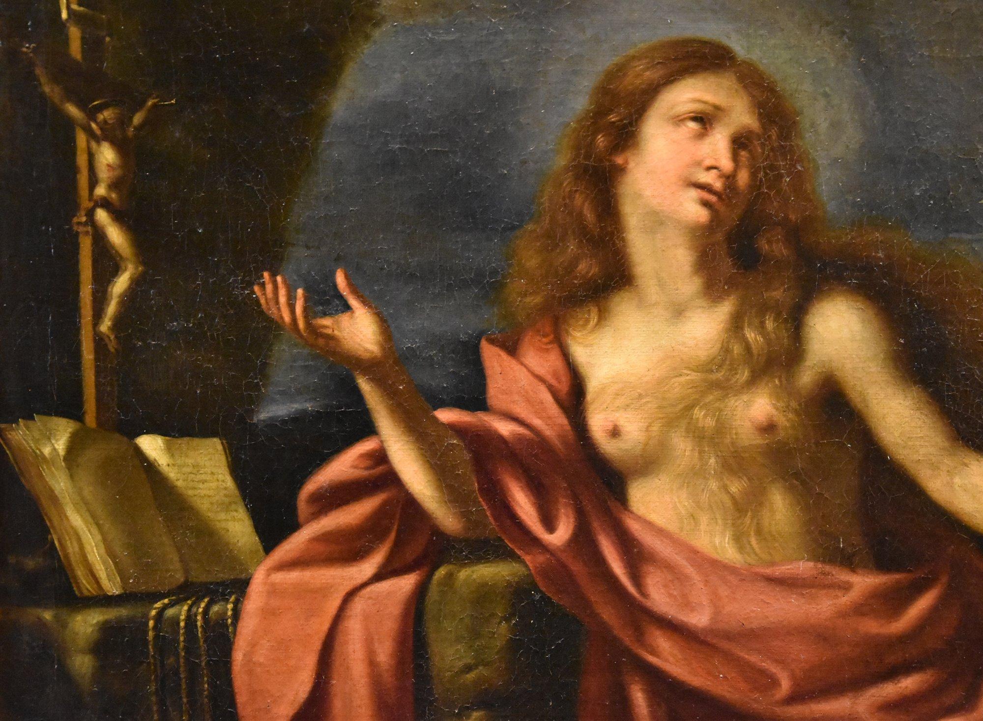 Mary Magdalene Guercino Paint 17th Century Oil on canvas Old master Religious For Sale 1