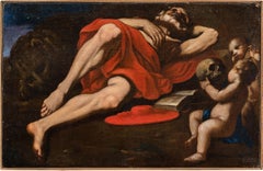 Pintor caravaggista italiano - Pintura de figuras del siglo XVII - San Jerónimo