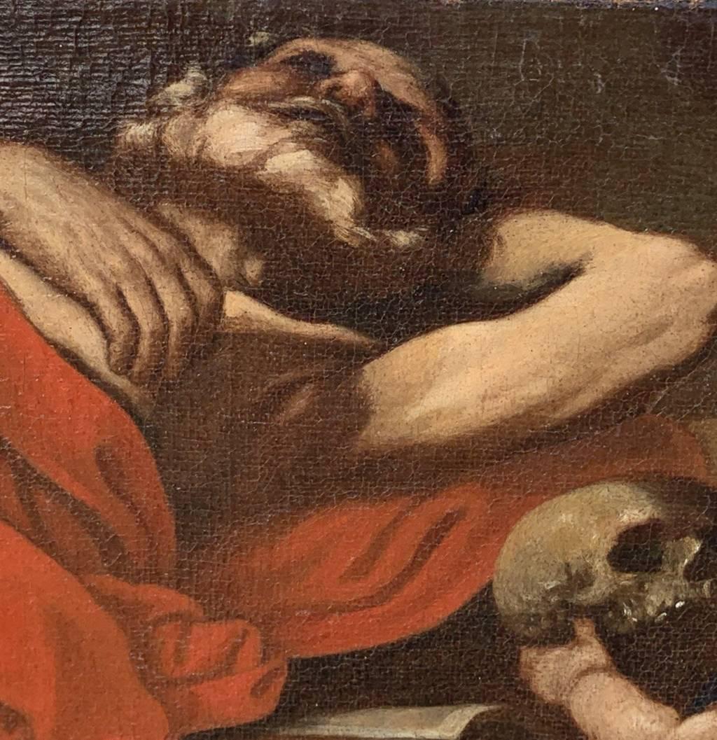Pintor caravaggista italiano - Pintura de figuras del siglo XVII - San Jerónimo en venta 1