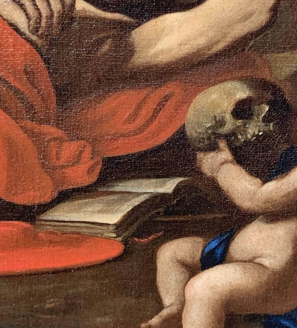 Pintor caravaggista italiano - Pintura de figuras del siglo XVII - San Jerónimo en venta 2