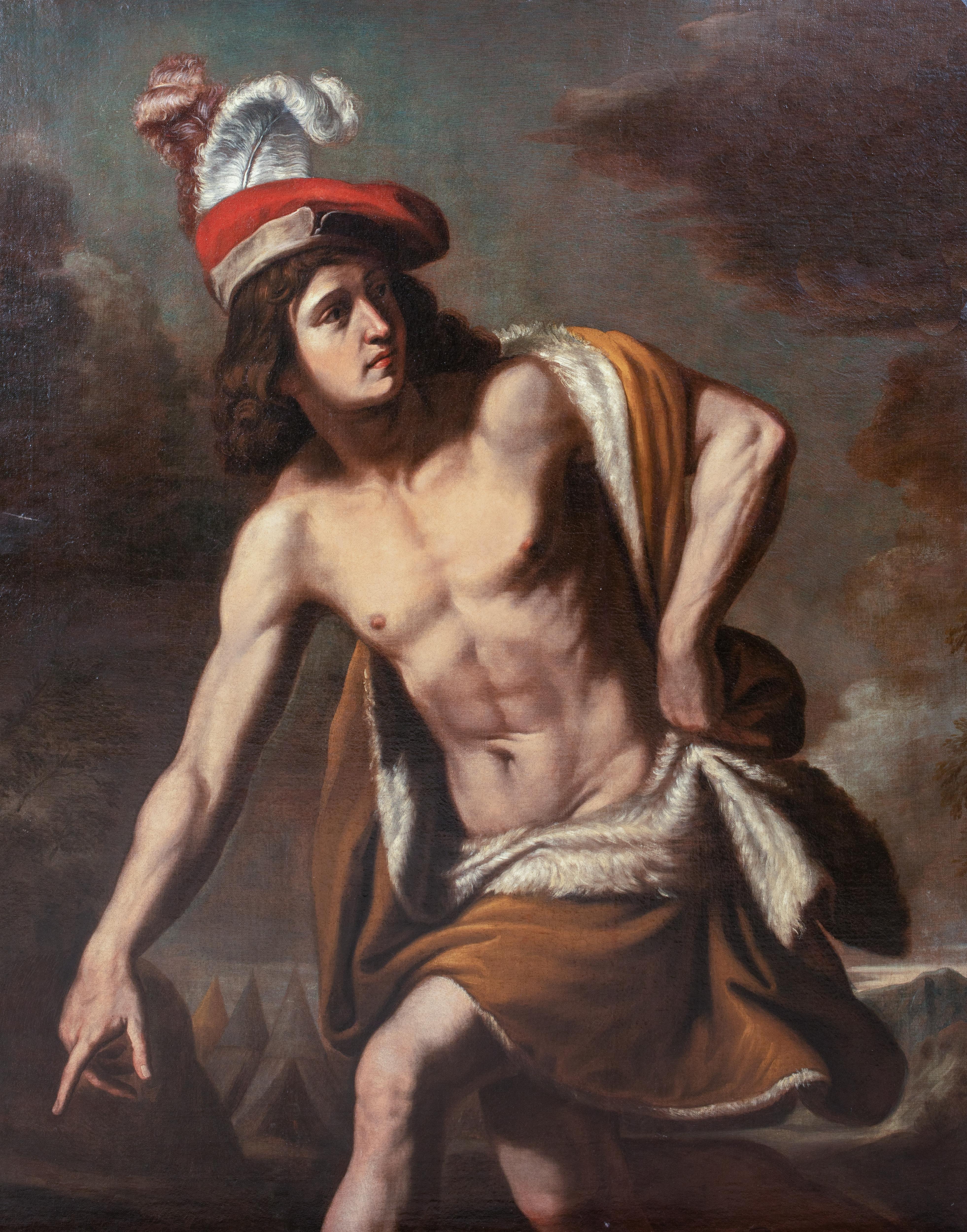 David y la cabeza de Goliat, siglo XVII - GUERCINO (1591-1666) - Portrait Painting Negro de Giovanni Francesco Barbieri (Il Guercino)