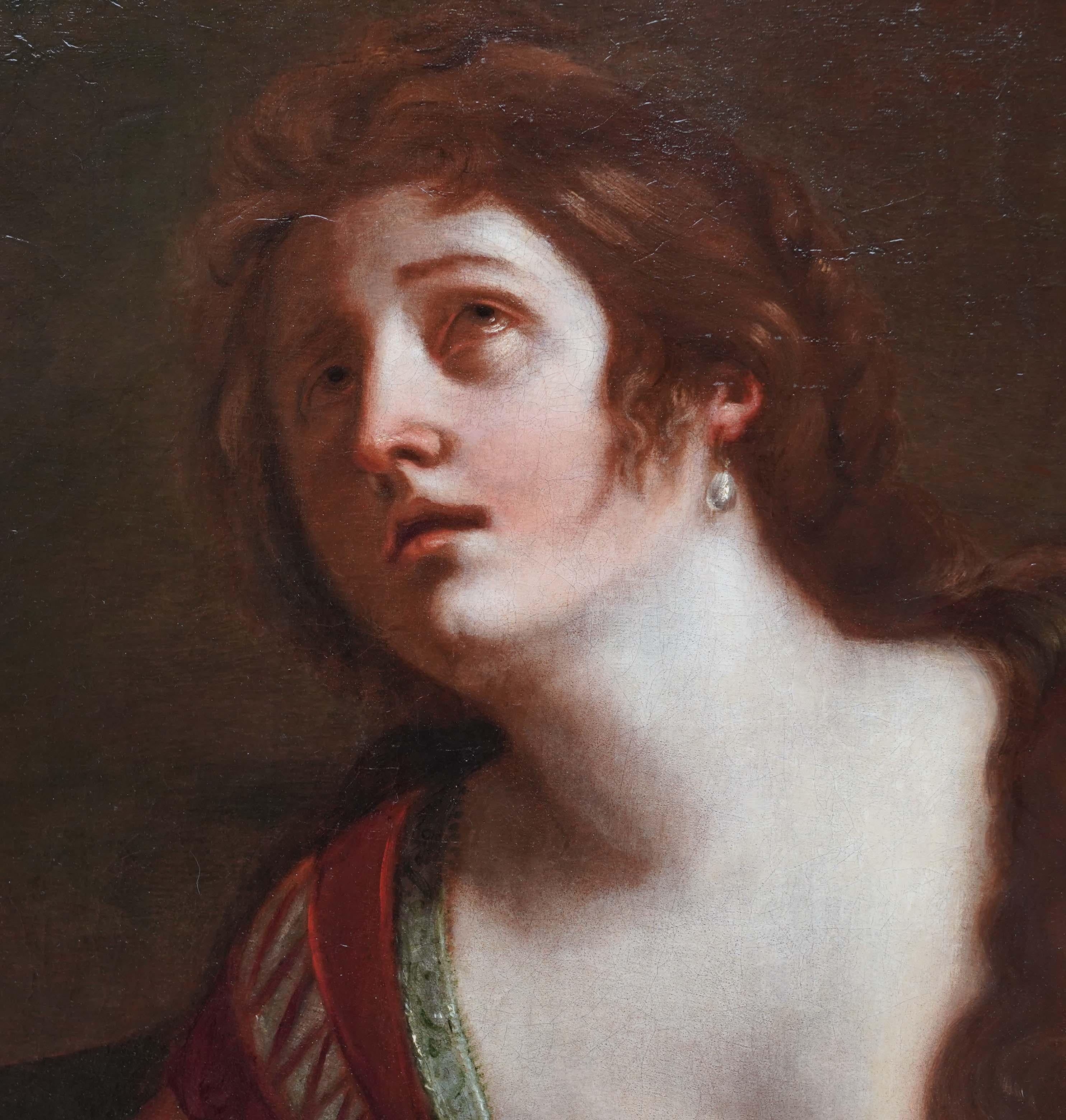 The Penitent Magdalene - Italian Baroque Old Master art portrait oil painting For Sale 1