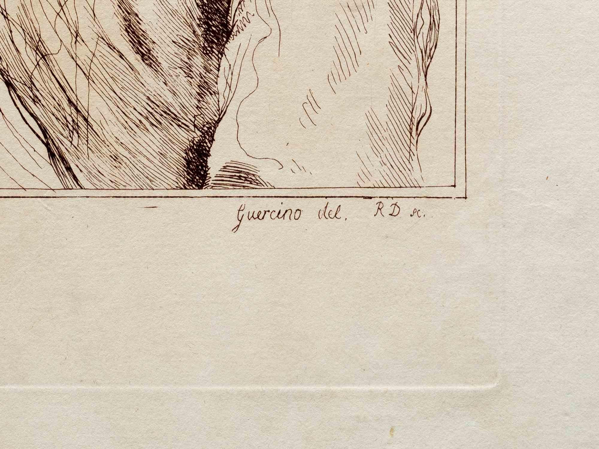 Portrait of Man - Etching by Guercino - 17th Century - Print by Giovanni Francesco Barbieri (Il Guercino)
