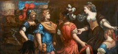 Antique 17th Century Francesco Romanelli Historical Semiramide Oil on Canvas Yellow red