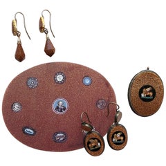 Giovanni Franchini Glass and Silver Micro-Mosaic Set of Earrings and a Pendant