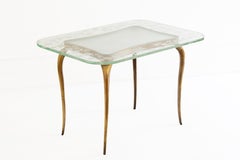 Giovanni Gariboldi 20th Century Glass Flowers Design & Brass Quadripod Table