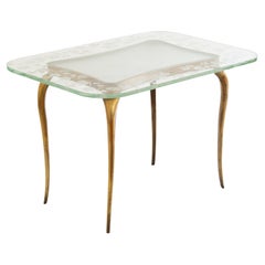 Table Quadripod italienne du 20e siècle avec fleurs en verre et laiton de Giovanni Gariboldi