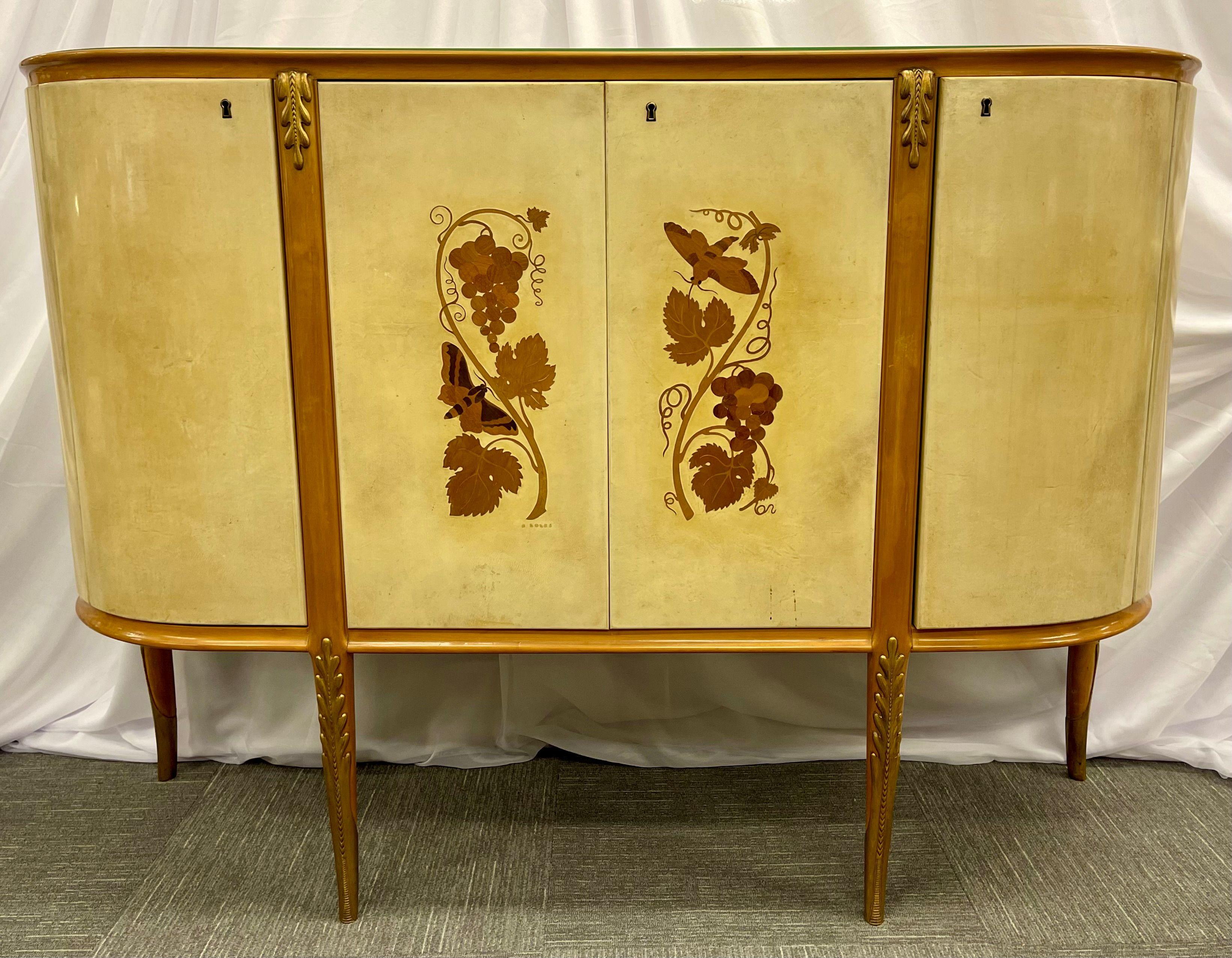 Giovanni Gariboldi Parchment Bar Cabinet, Sideboard, Paolo Buffa, Italian For Sale 1