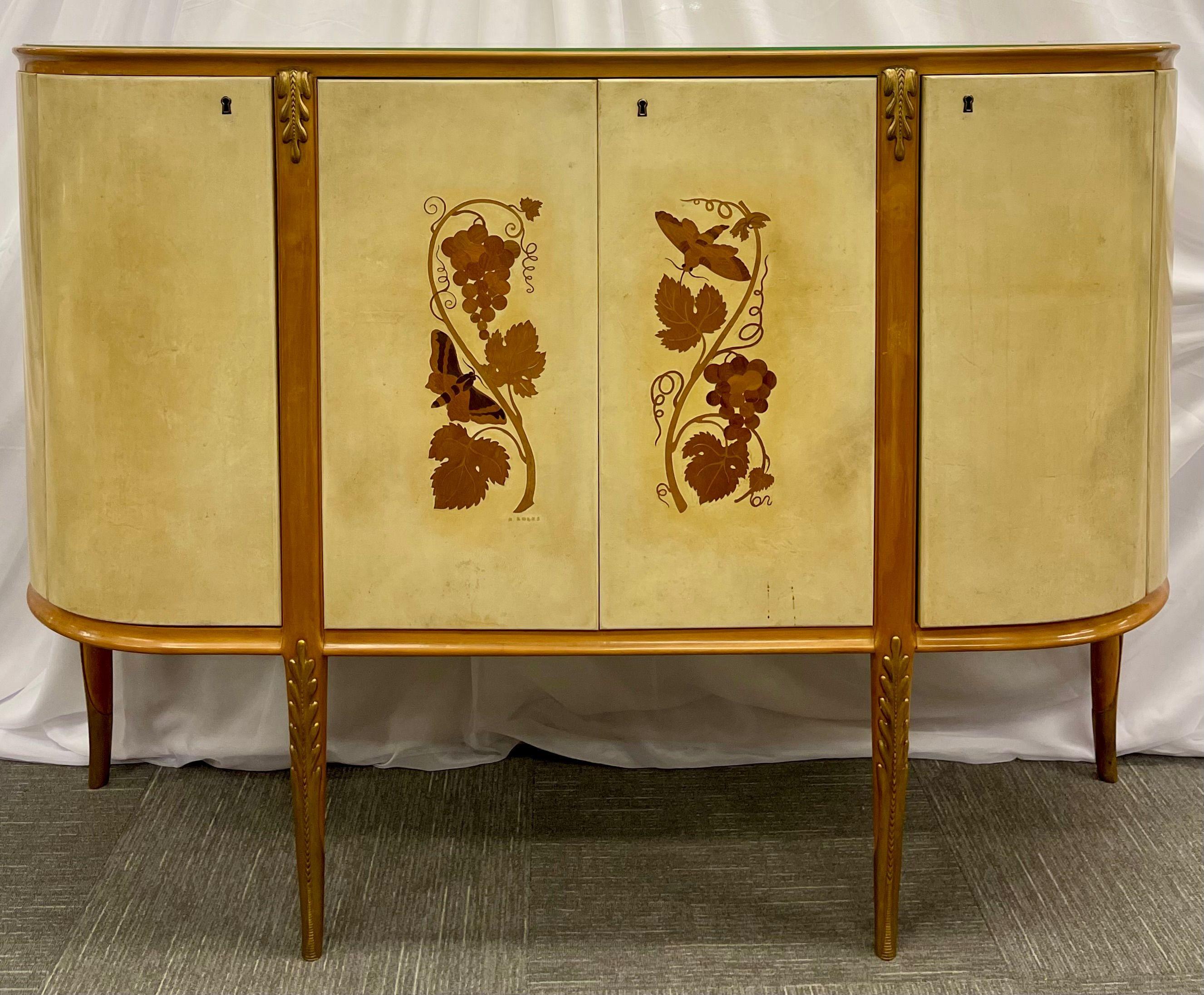 Giovanni Gariboldi Parchment Bar Cabinet, Sideboard, Paolo Buffa, Italian For Sale 2