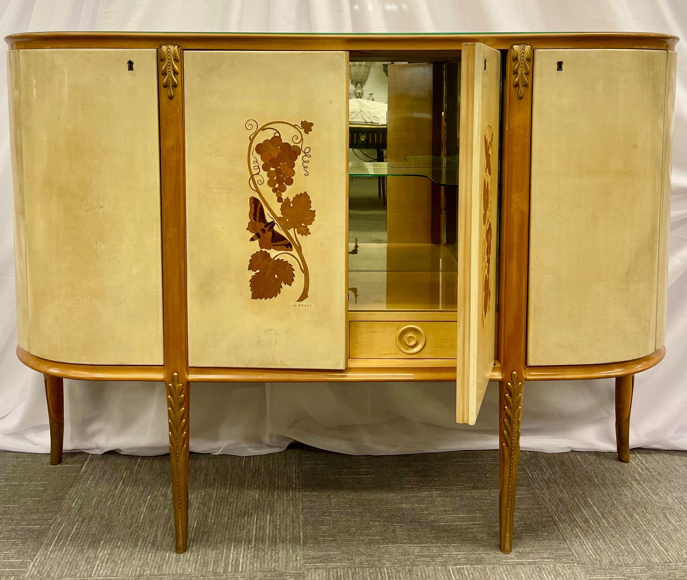 Giovanni Gariboldi Parchment Bar Cabinet, Sideboard, Paolo Buffa, Italian For Sale 3