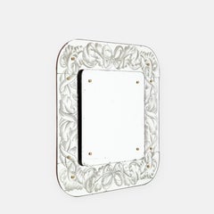 Giovanni Gariboldi Rare Square Etched Glass Mirror, 1940s