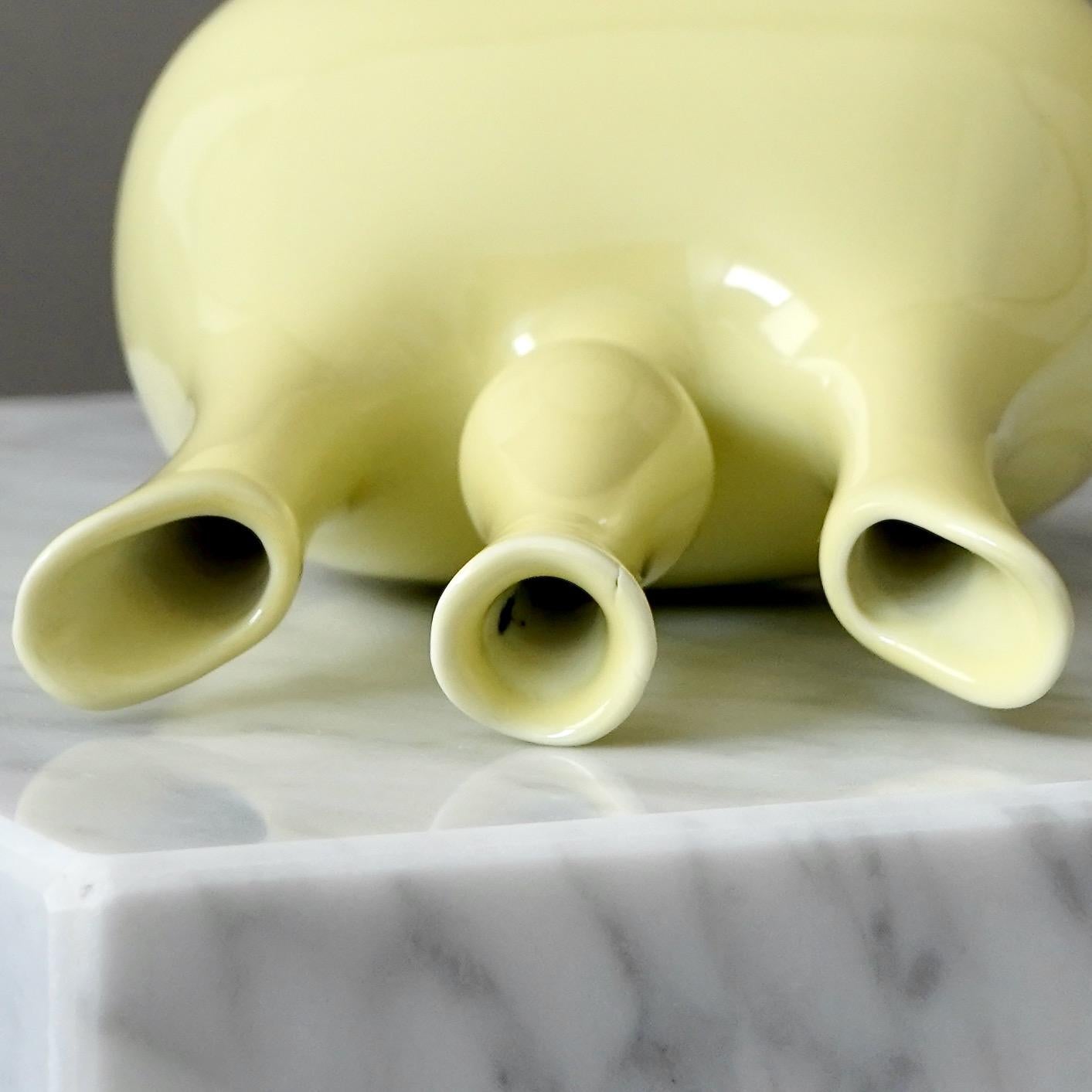 Glazed Giovanni Gariboldi Yellow Ceramic Vase for Richard Ginori, Italy, 1950s For Sale