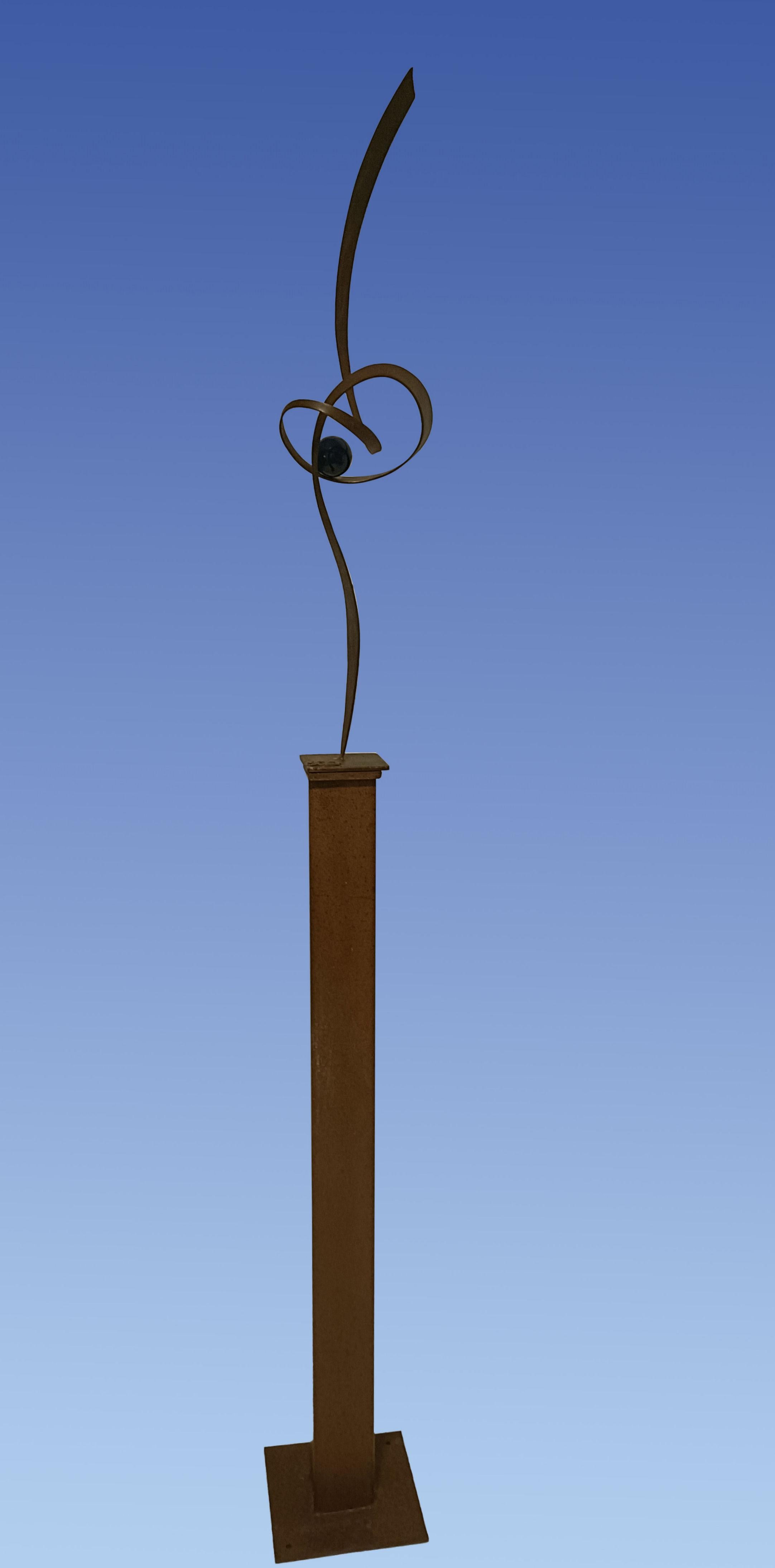 105-Noeud et boule cristal bleue - Giovanni Gelmi - scultura contemporanea Steele in vendita 1