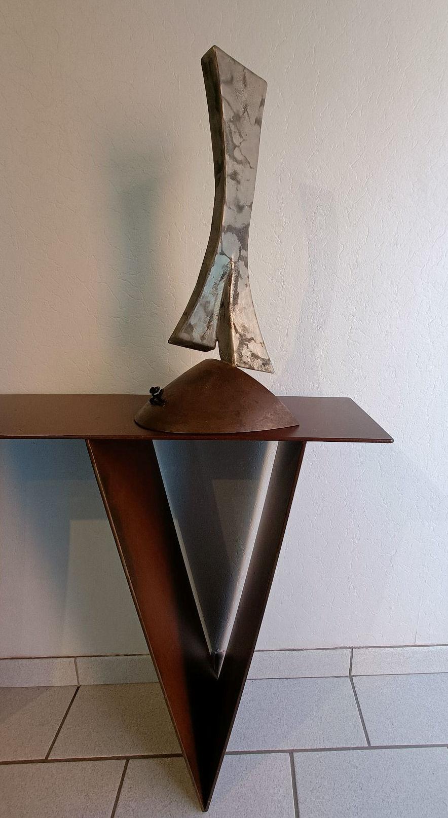 61-Marcheur - Giovanni Gelmi - contemporary patinated Steel Corten sculpture For Sale 1