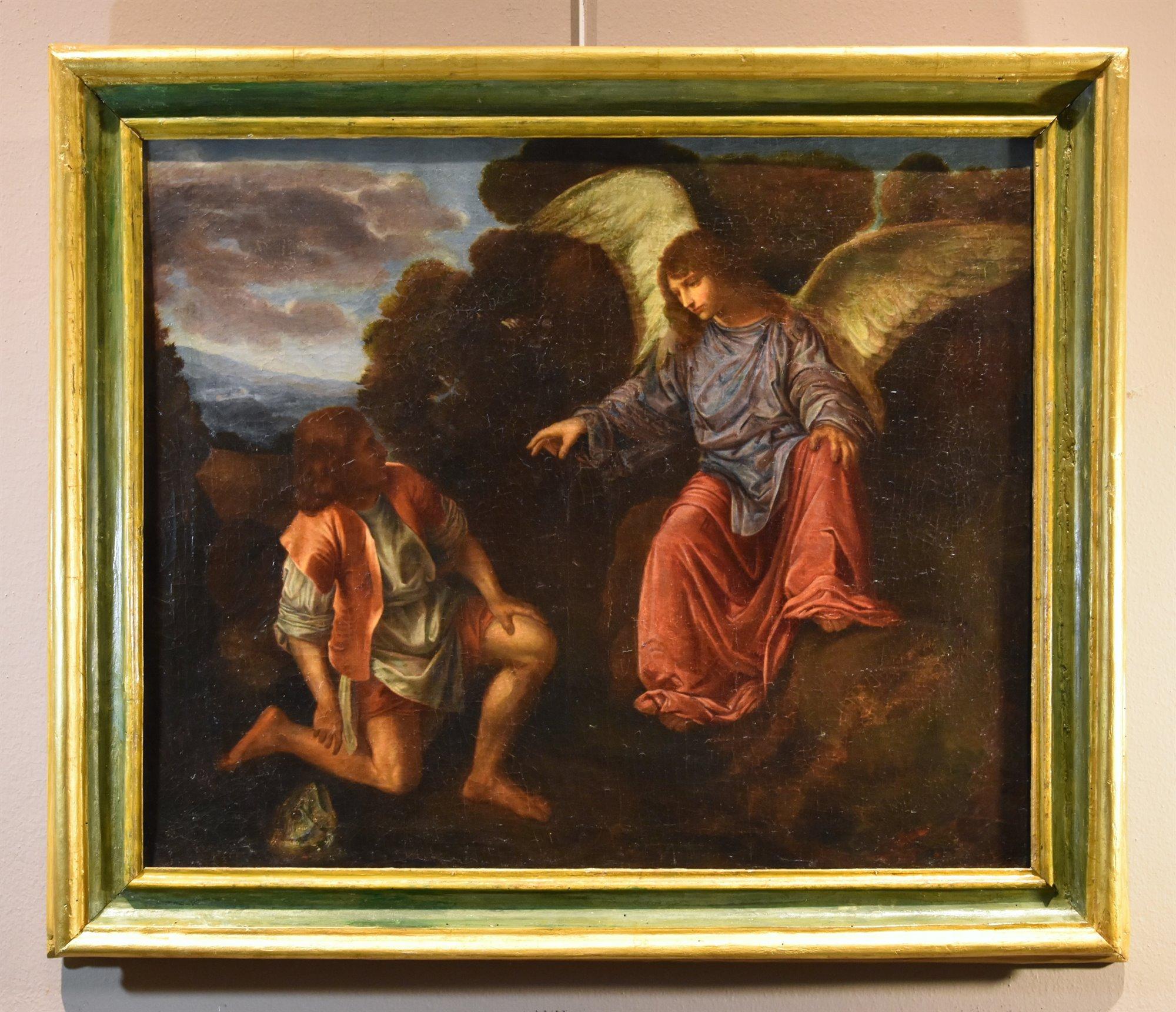 Toby Angel Savoldo Religiöse Gemälde, Öl auf Leinwand, Alter Meister, 17./18. Jahrhundert – Painting von Giovanni Gerolamo Savoldo (Brescia 1480 - 1548)