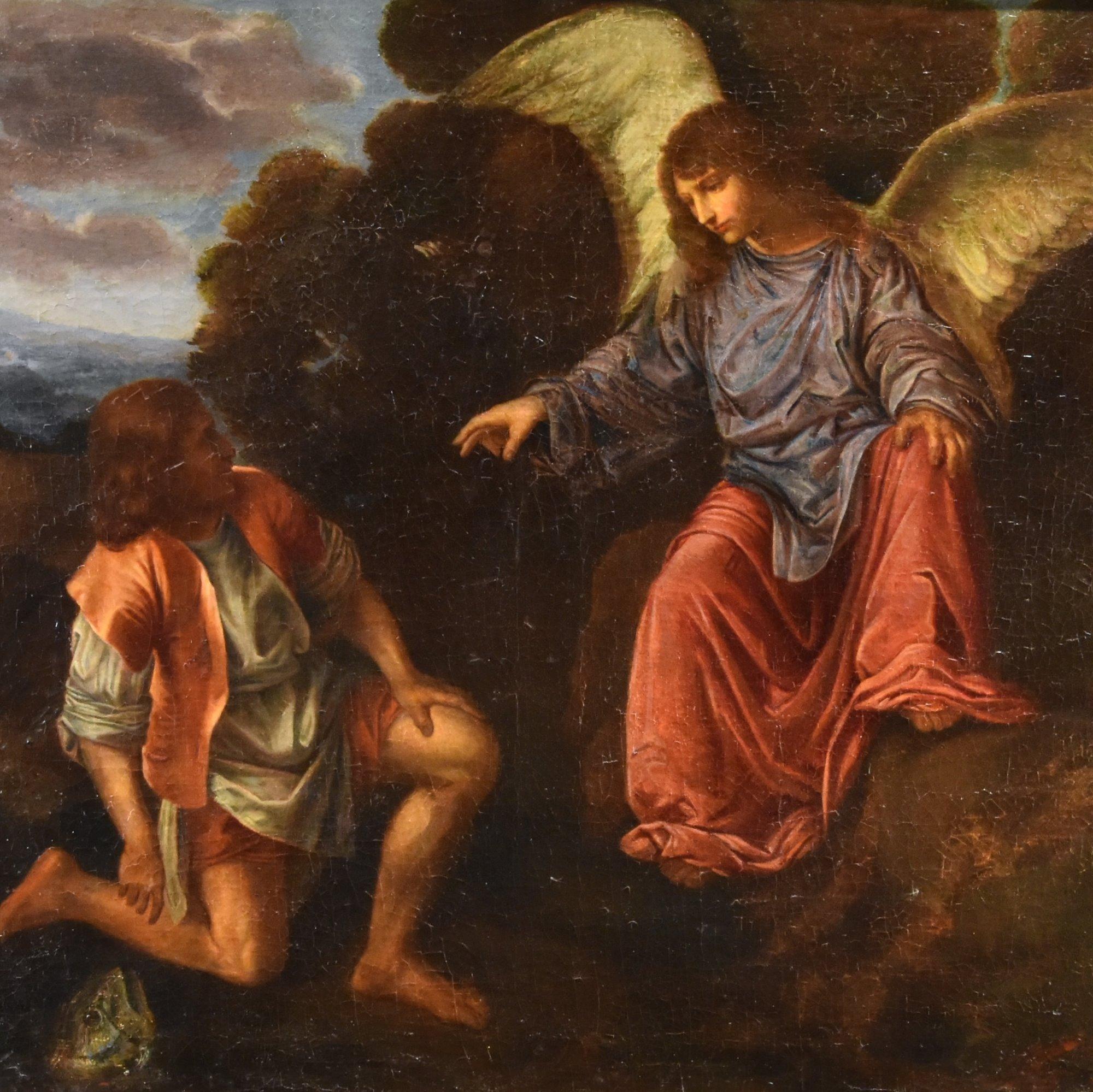 Toby Angel Savoldo Religiöse Gemälde, Öl auf Leinwand, Alter Meister, 17./18. Jahrhundert (Alte Meister), Painting, von Giovanni Gerolamo Savoldo (Brescia 1480 - 1548)