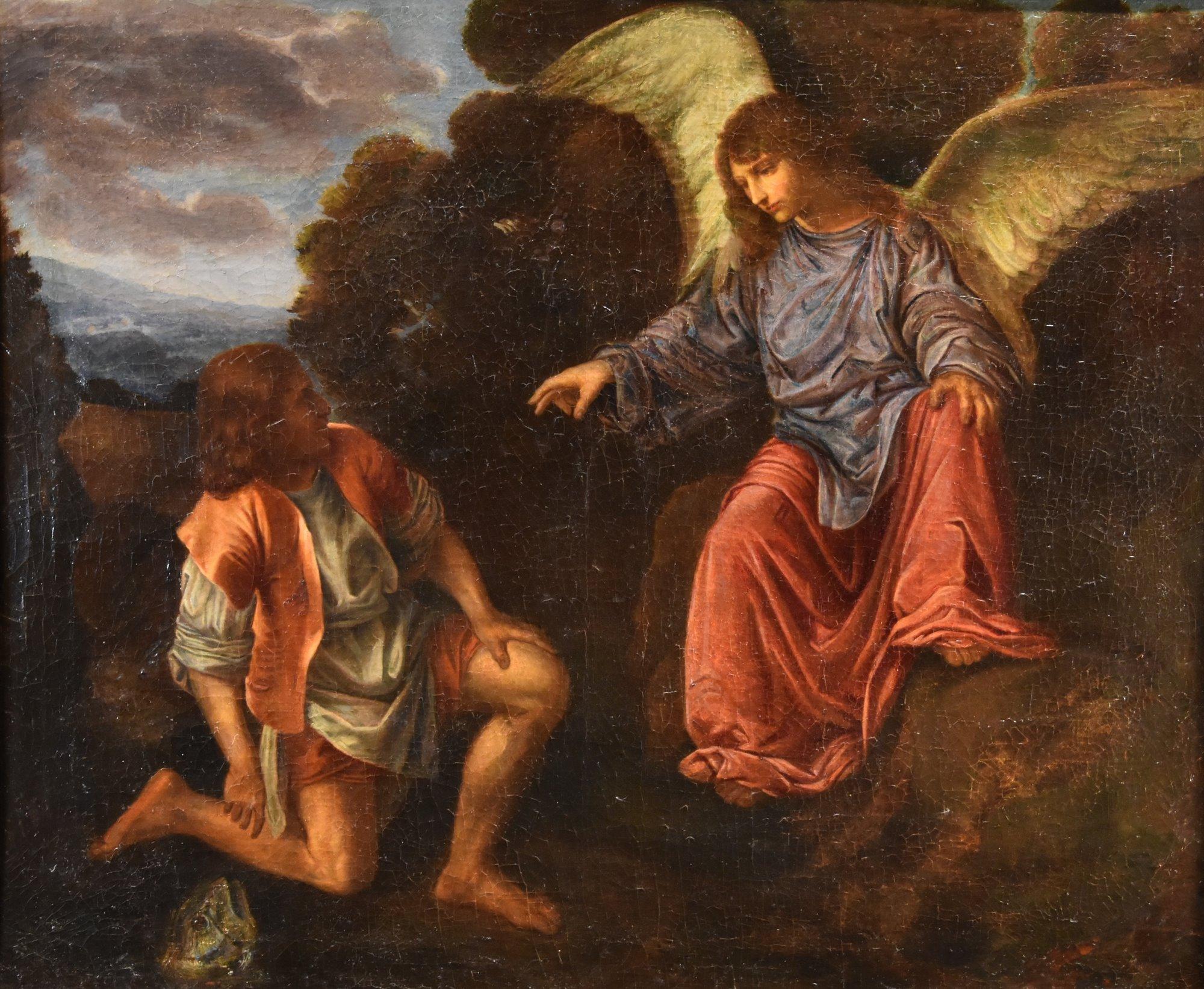 Toby Angel Savoldo Religiöse Gemälde, Öl auf Leinwand, Alter Meister, 17./18. Jahrhundert