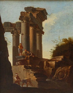 Giovanni Ghisolfi, Paisaje con ruinas arquitectónicas y figuras