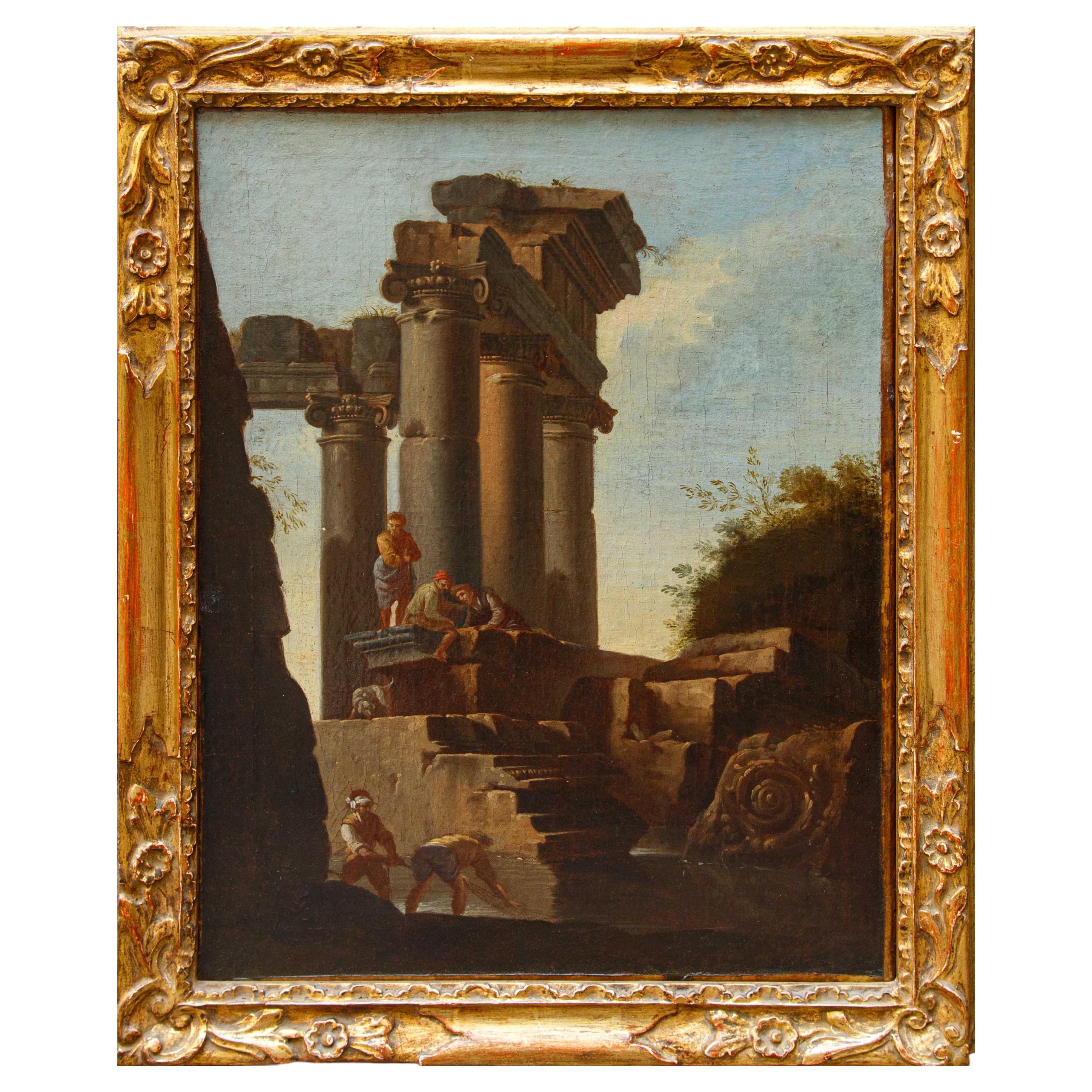 Giovanni Ghisolfi, Landscape with Architectural Ruins and Figures