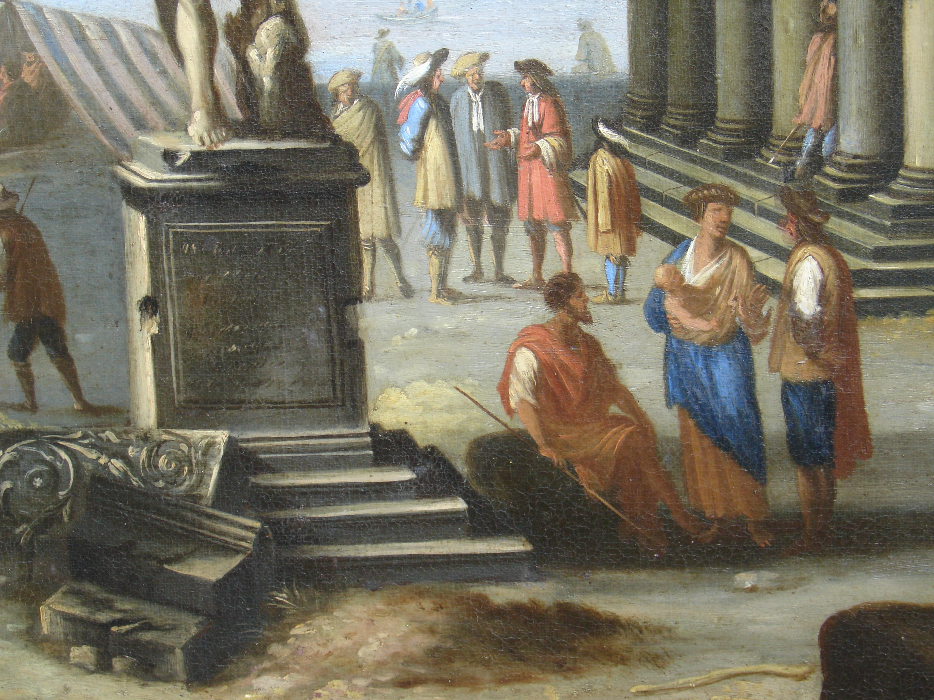 Capriccio - 17. Jahrhundert Öl auf Leinwand Klassische Architekturruinenmalerei 5