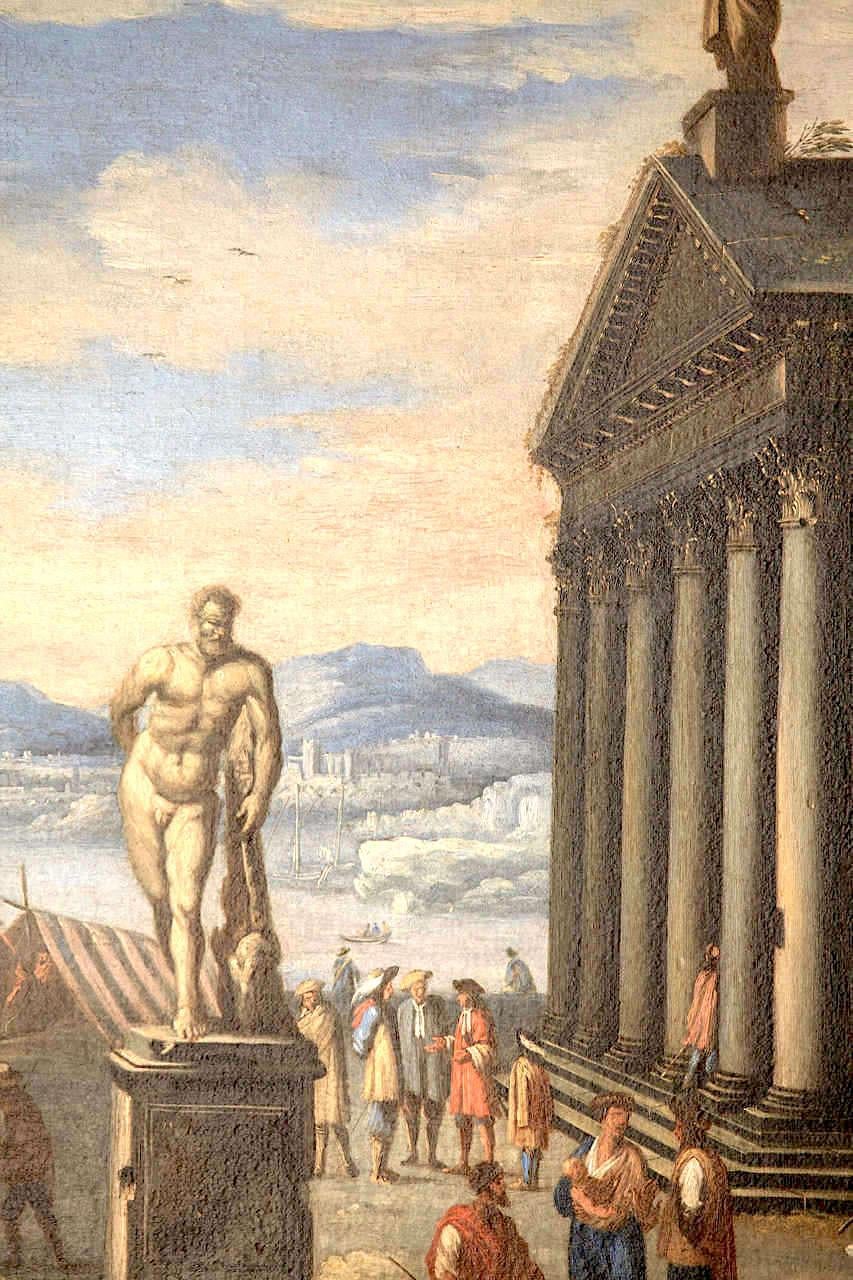 Capriccio - 17th Century Oil on Canvas Classical Architectural Ruins Painting 10