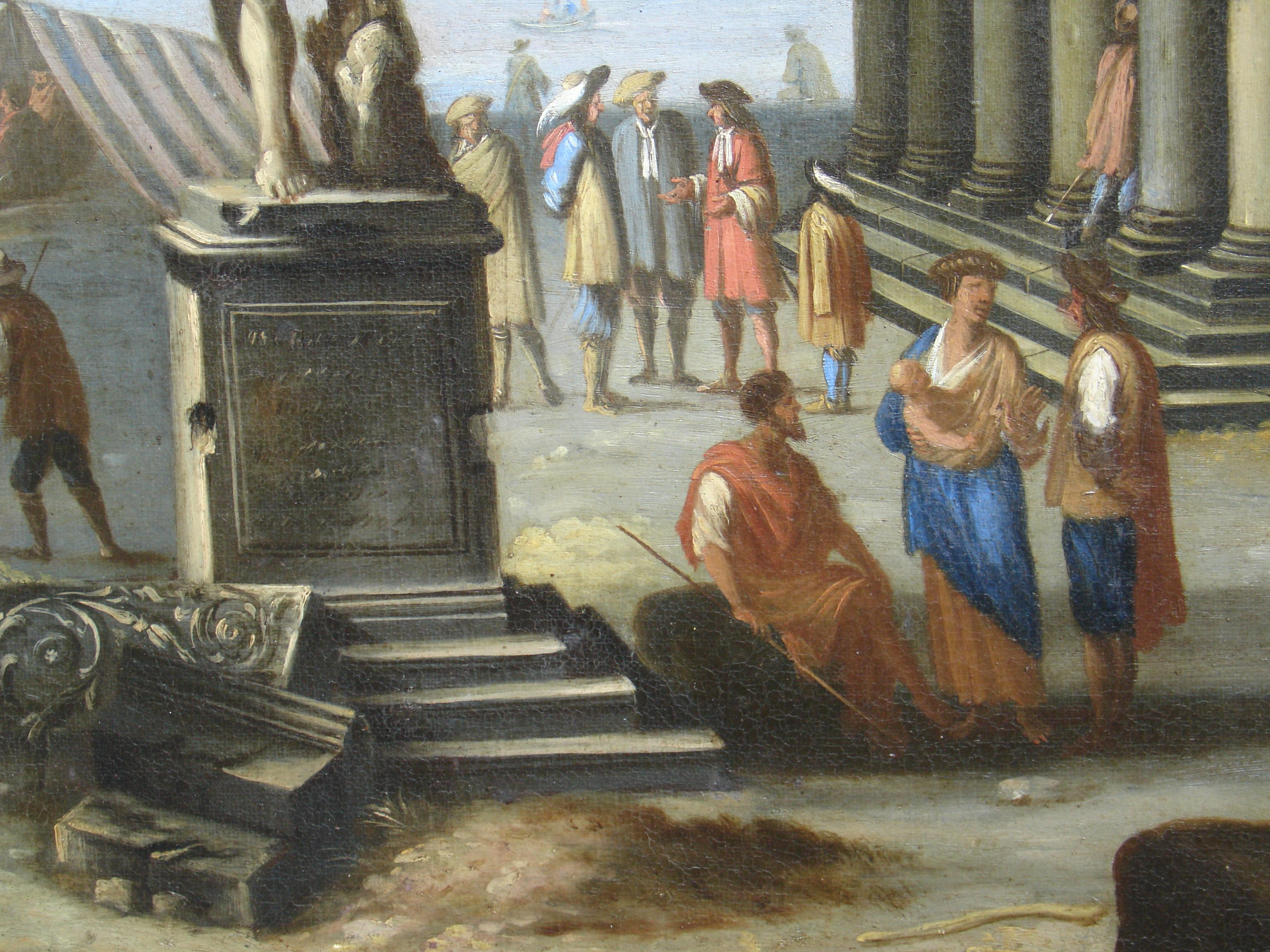 Capriccio - 17th Century Oil on Canvas Classical Architectural Ruins Painting 2