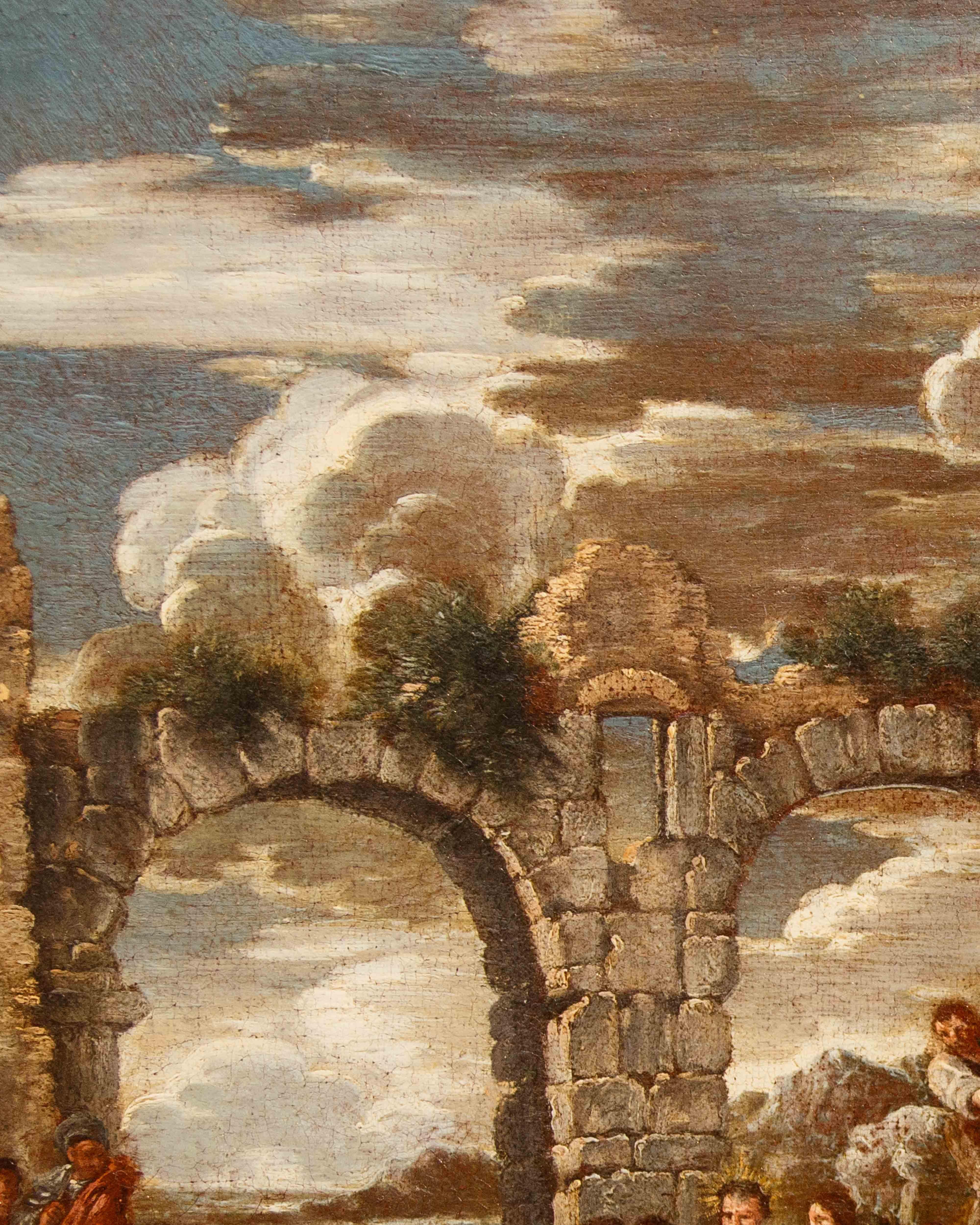 capriccio with biblical scene painted by Giovanni Ghisolfi For Sale 10