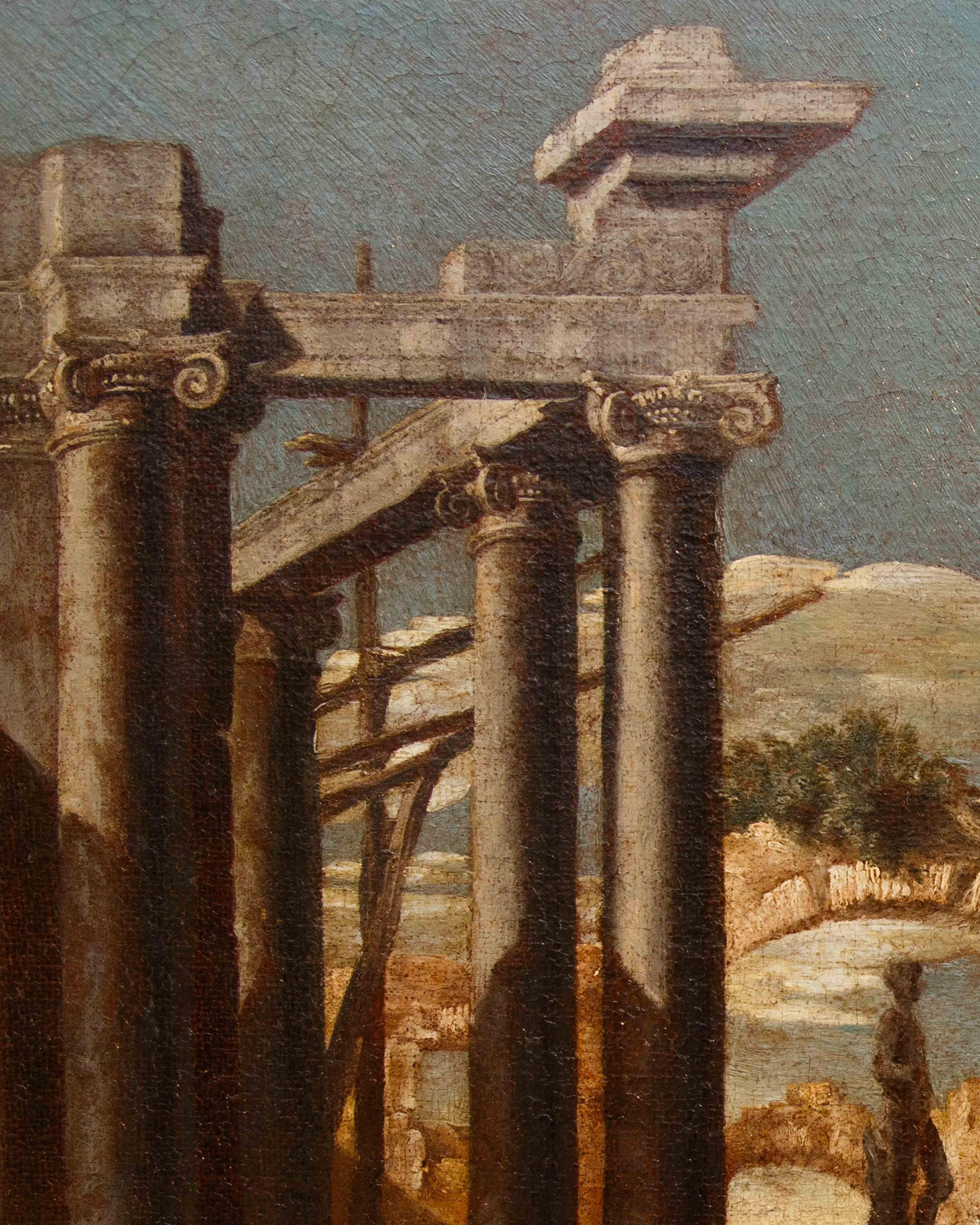 capriccio with biblical scene painted by Giovanni Ghisolfi For Sale 8