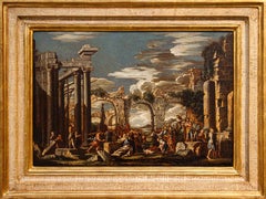 Antique capriccio with biblical scene painted by Giovanni Ghisolfi