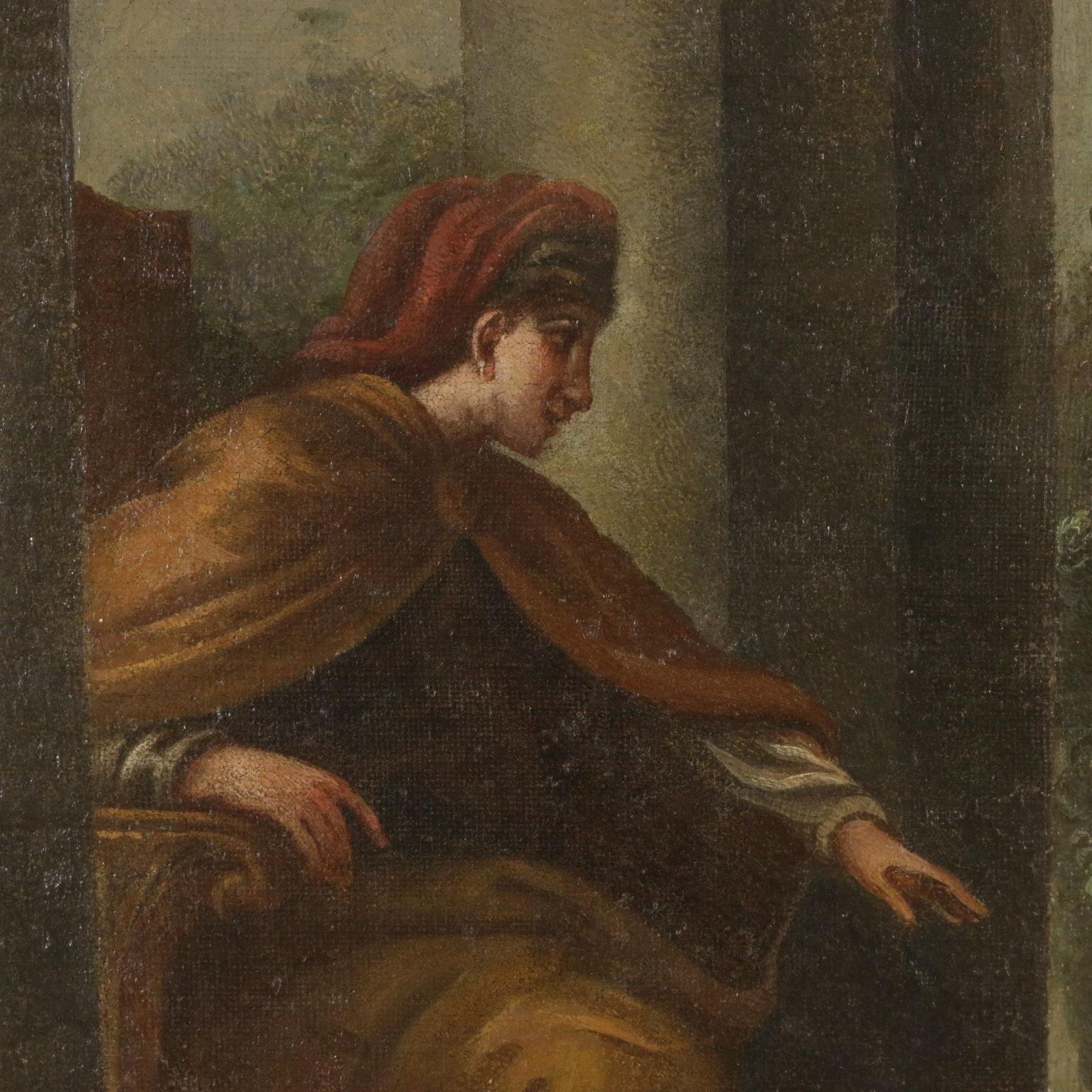 Oil on canvas. The scene depicts the event of Perillos, inventor of a new torture and execution device shaped like a metal bull, empty inside with a door on a side. Victims were locked inside and a fire was lit under the device to heat it up until