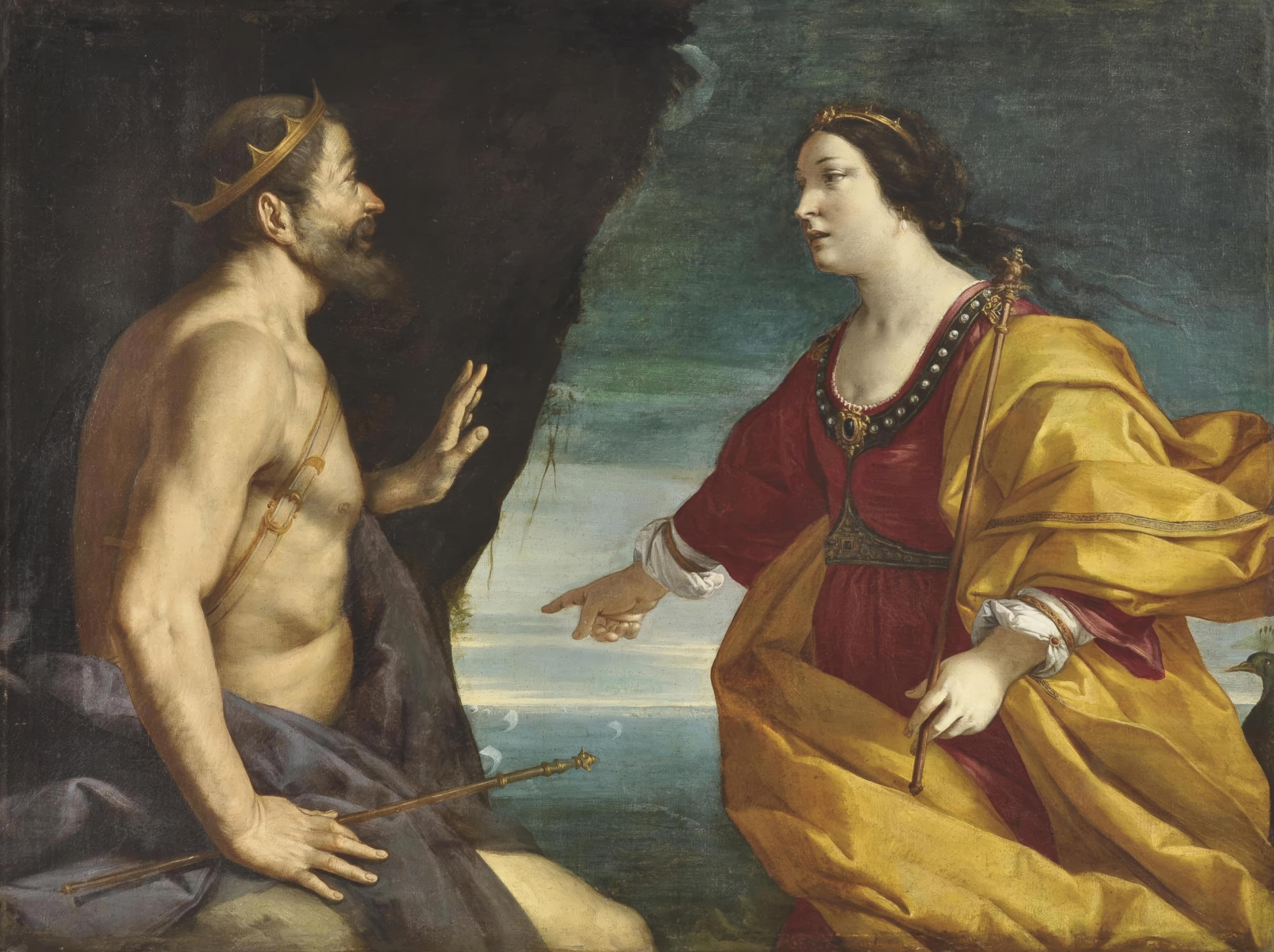 Classicista, Giunone e il re Eolo nella Grotta dei Venti - Painting di Antonio Randa