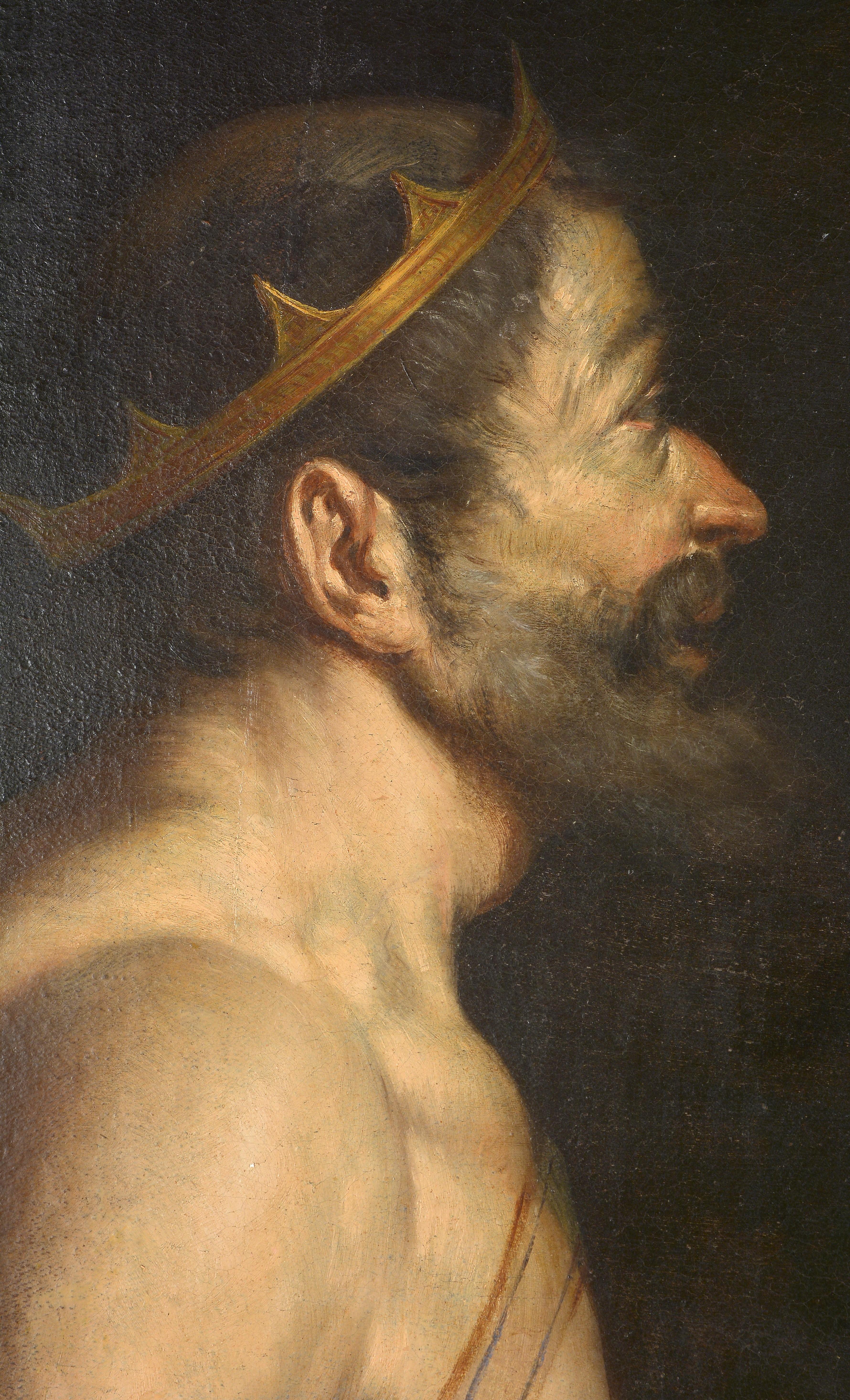 Classicista, Giunone e il re Eolo nella Grotta dei Venti - Figurative Painting Marrone di Antonio Randa