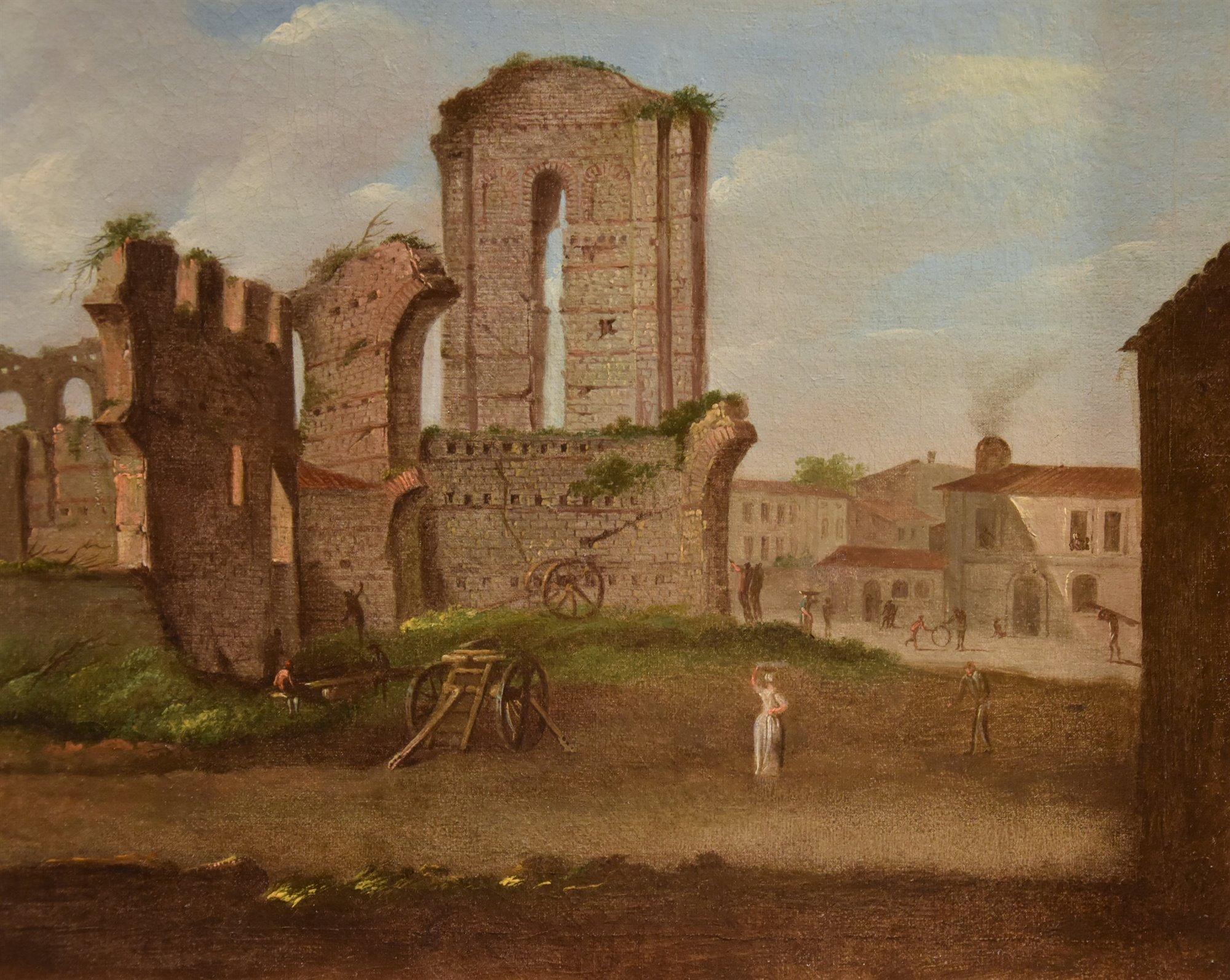 Ansicht Roman Forum Van Lint Landschaft 18. Jahrhundert Gemälde Öl auf Leinwand Alter Meister im Angebot 1