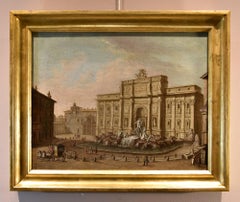 View Rome Trevi Fountain Landscape Van Lint 18th Century Paint Oil on canvas Art