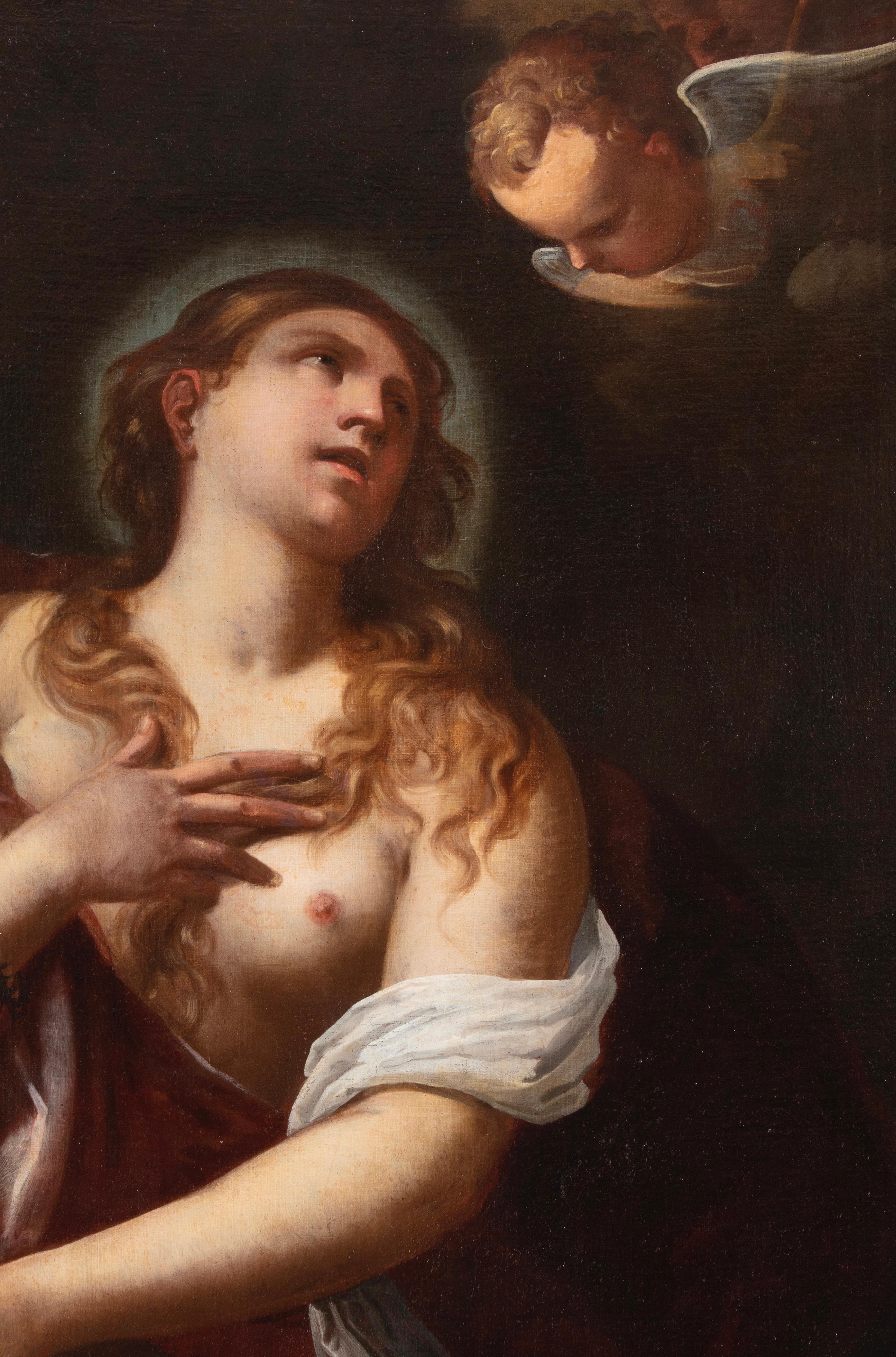 Giovanni Girolamo Bonesi Mary Magdalene, Ölgemälde auf Leinwand, 17.-18. Jahrhundert im Angebot 2