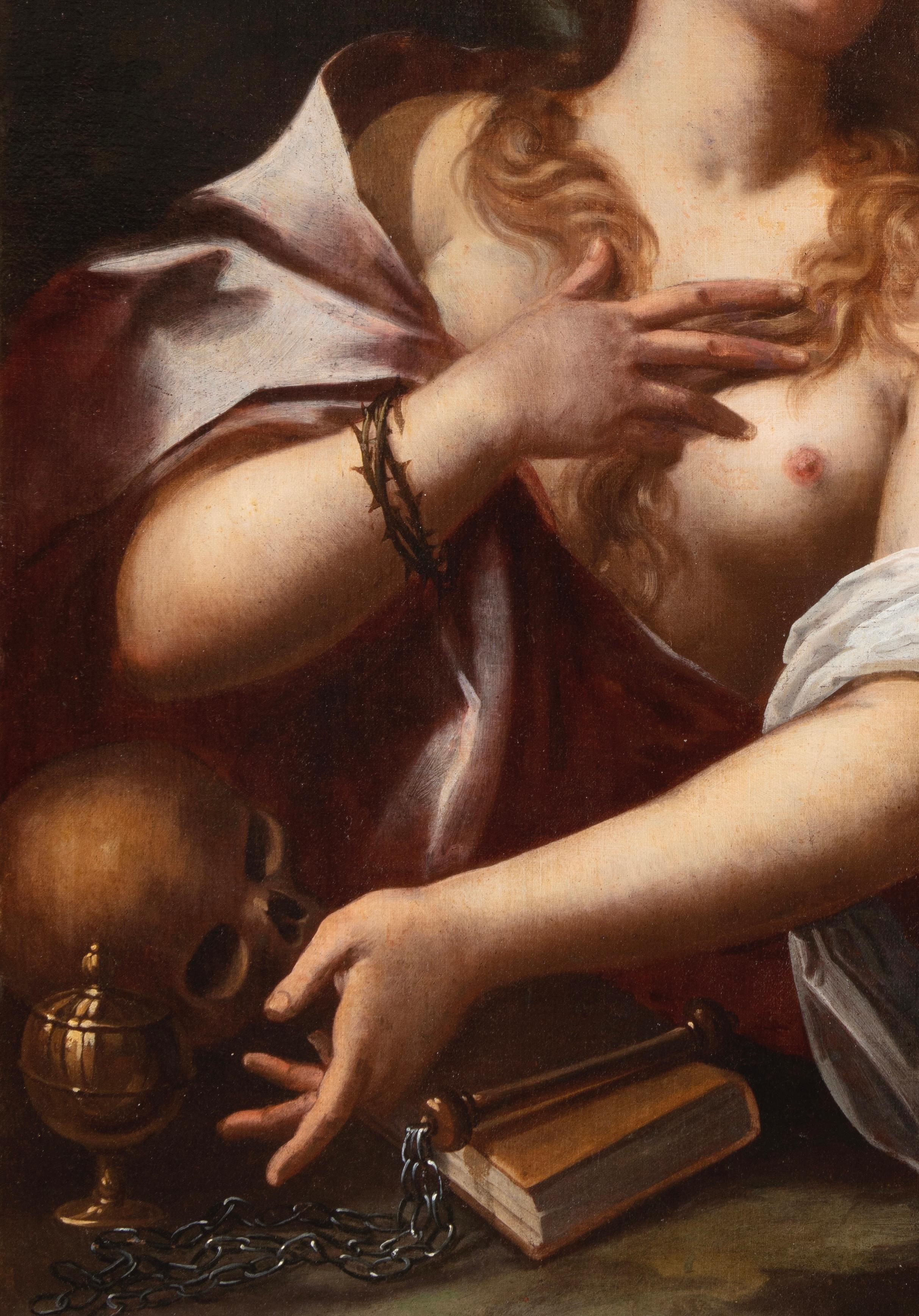 17th-18th Century By Giovanni Girolamo Bonesi Mary Magdalene Oil on Canvas For Sale 3