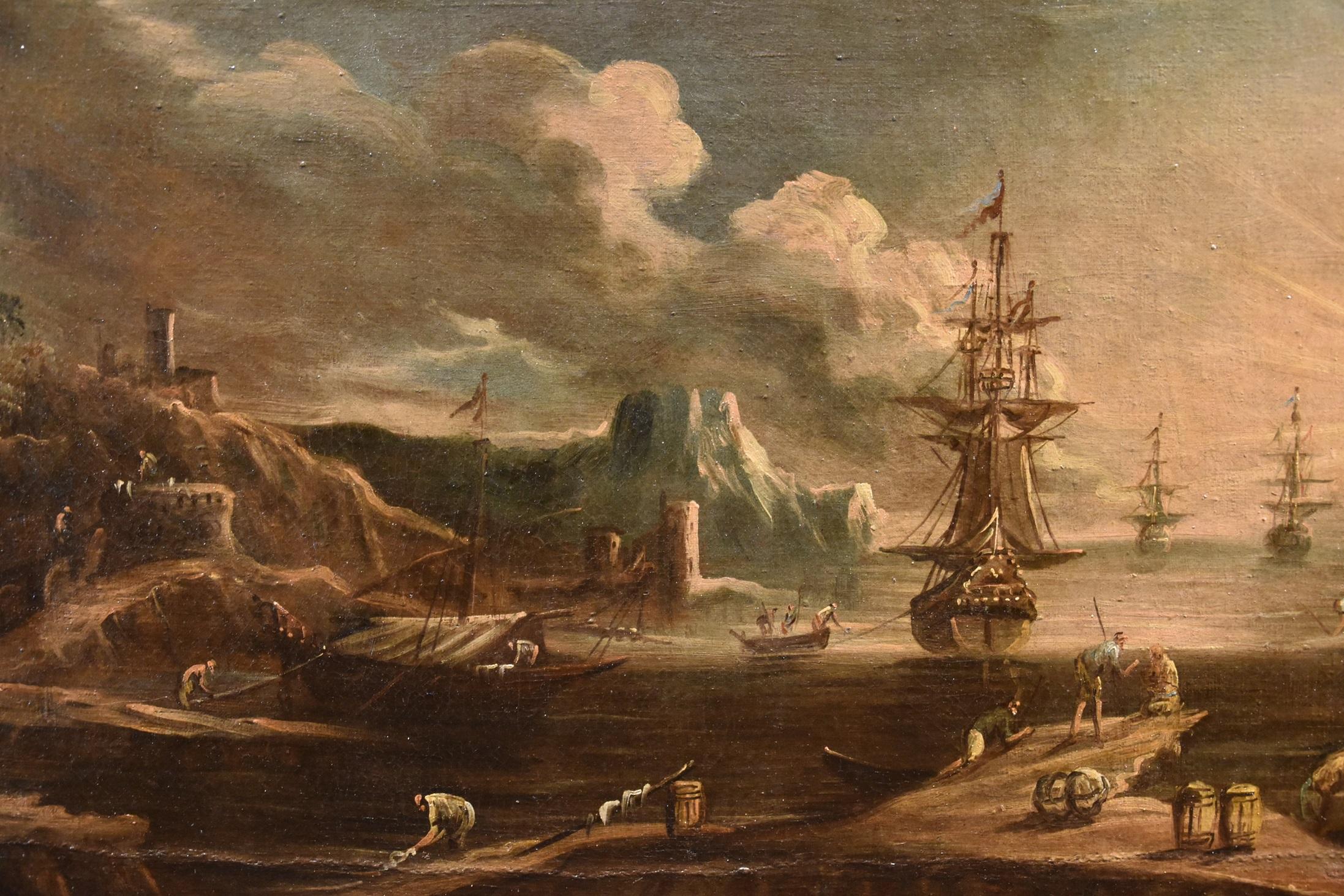 Port See Landscape Grevenbroeck peint à l'huile sur toile 17ème siècle 5