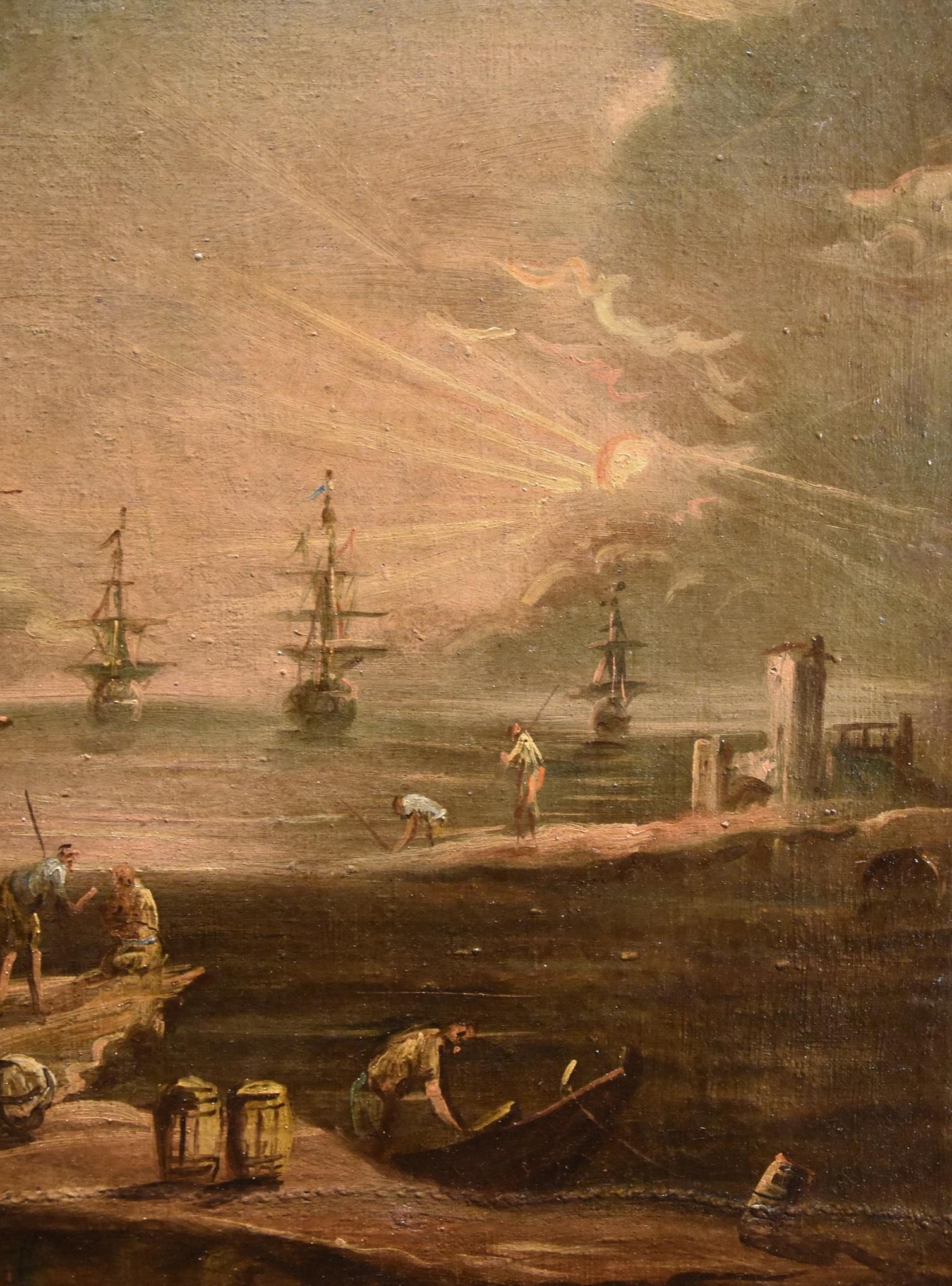 Port See Landscape Grevenbroeck peint à l'huile sur toile 17ème siècle 2