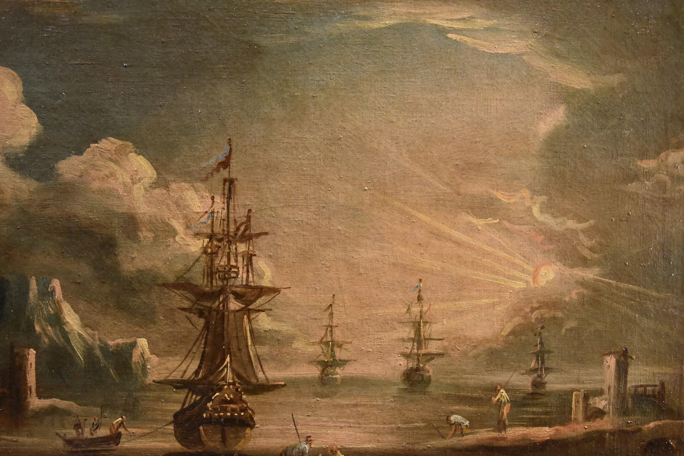 Port See Landscape Grevenbroeck peint à l'huile sur toile 17ème siècle 3