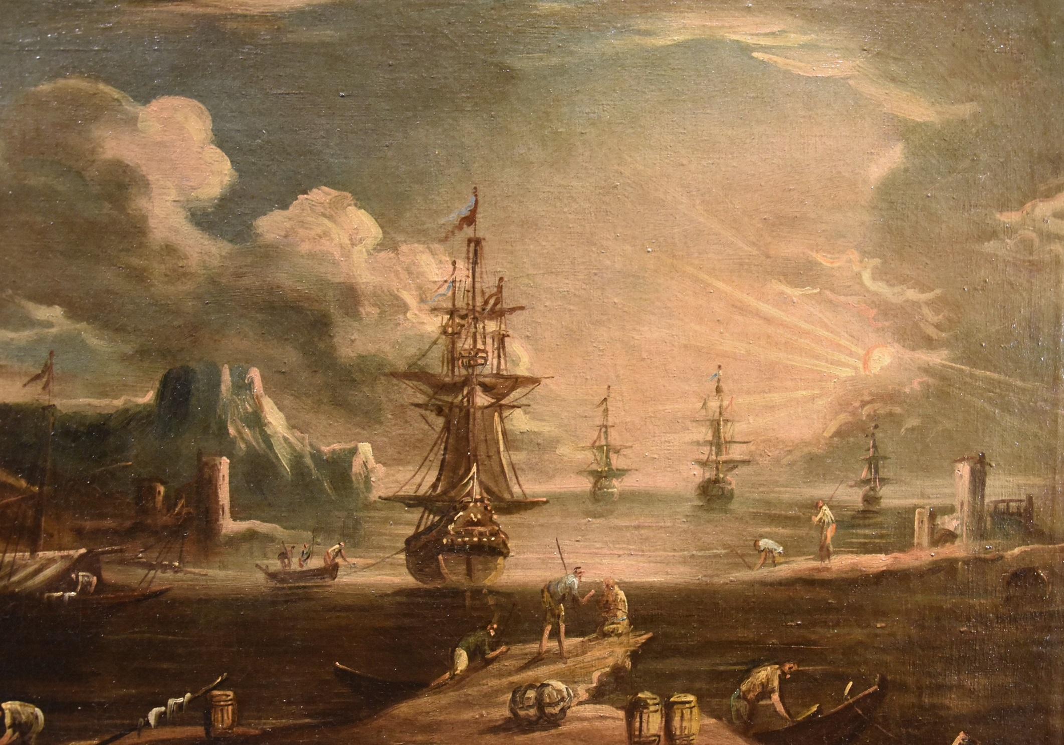 Port See Landscape Grevenbroeck peint à l'huile sur toile 17ème siècle 4