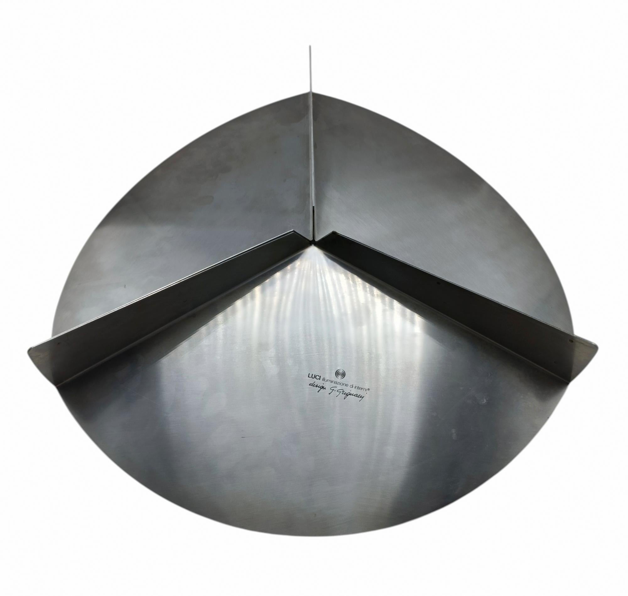Centro de mesa cromado Giovanni Grignani para Luci Illuminazione d'Interni, 1970 en Bueno estado para la venta en Naples, IT