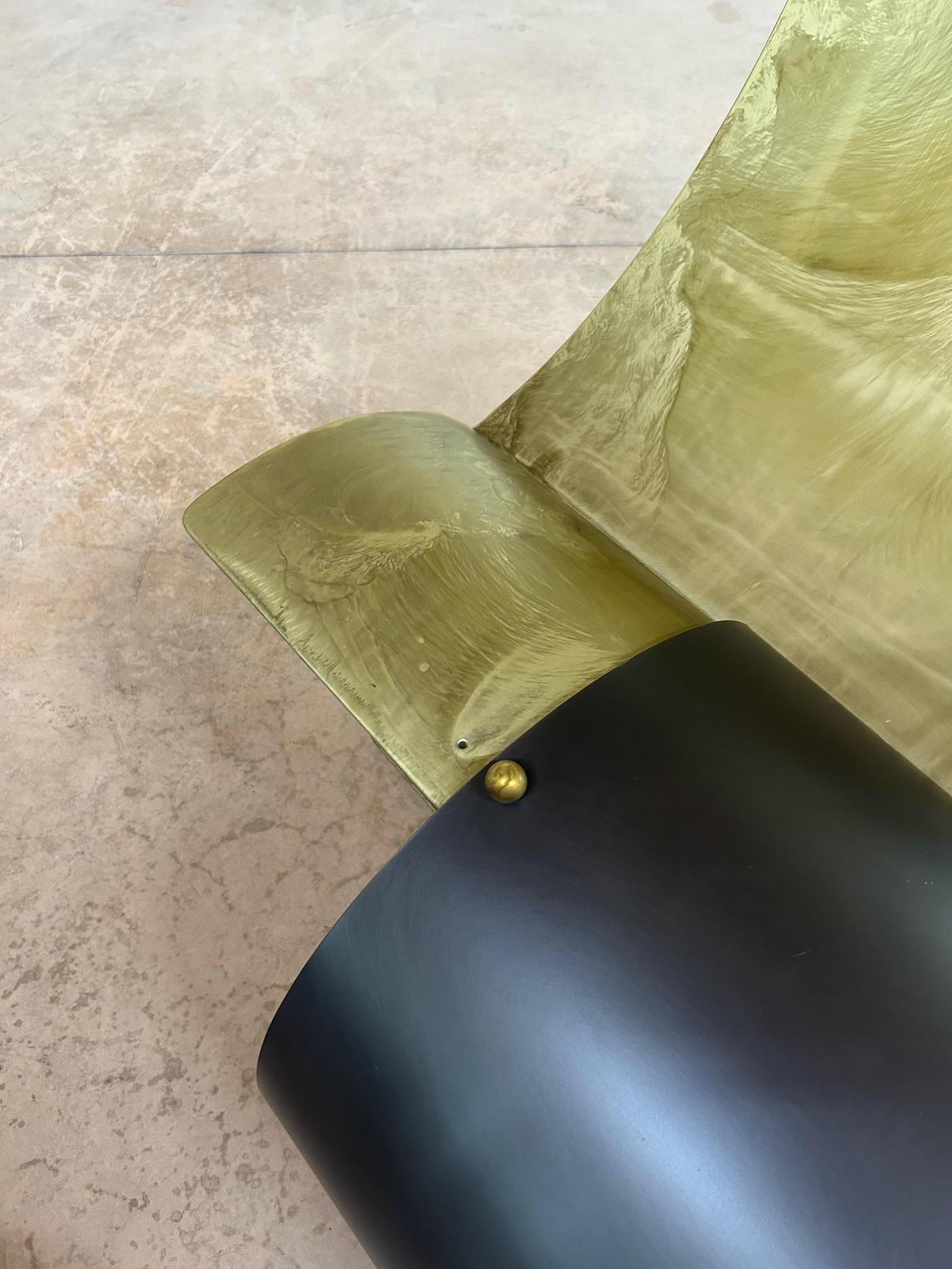 Contemporary Giovanni Grismondi brutalist iron & brass longue chair One Off For Sale