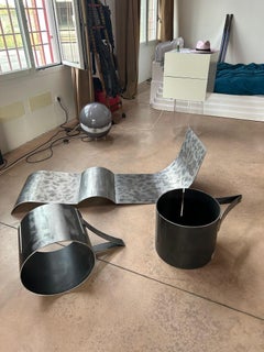 Giovanni Grismondi brutalist iron plate chaise longue One Off 2023